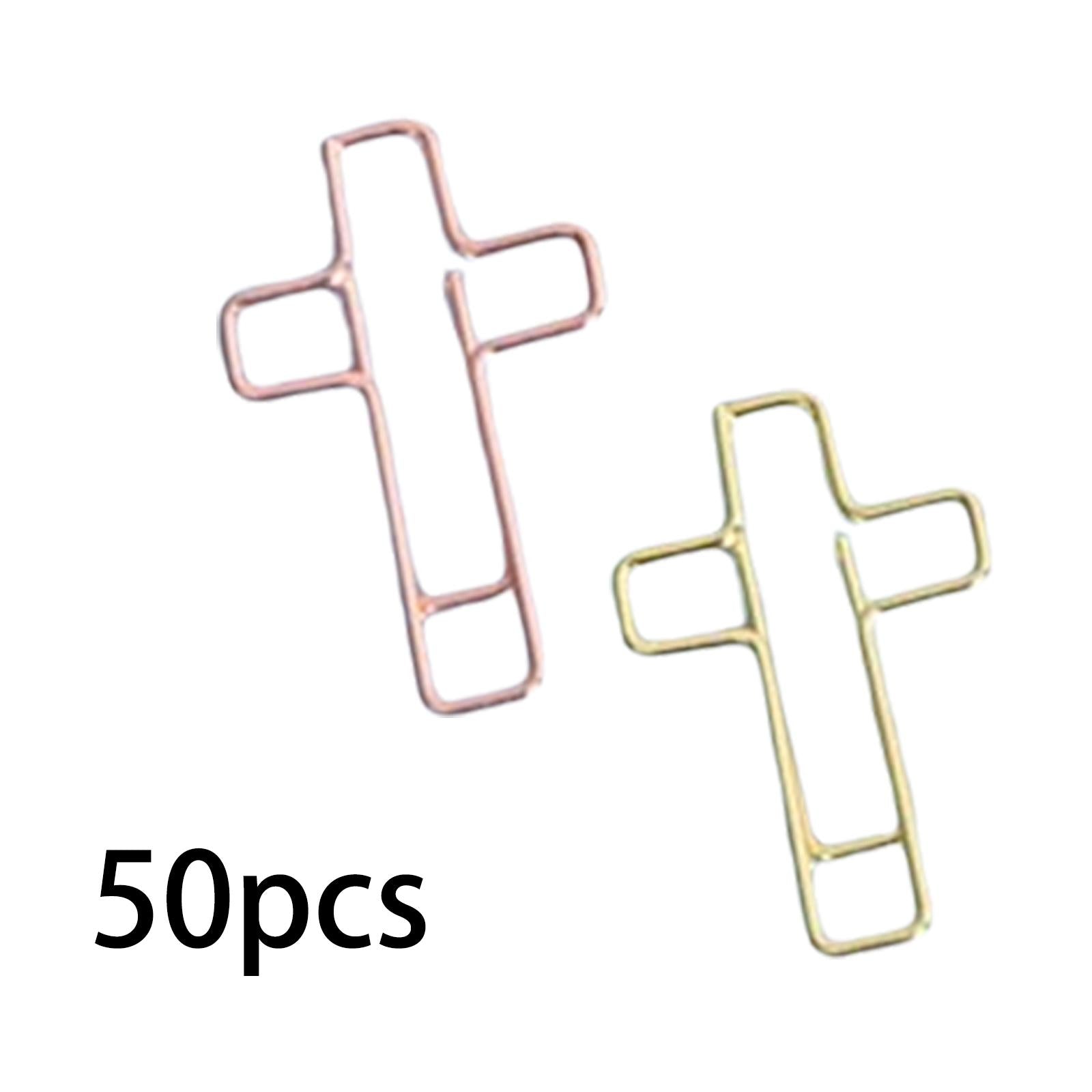 Creative Cross Shape Paper Clip Cross Shaped Clip for Classroom School Students Rose Gold