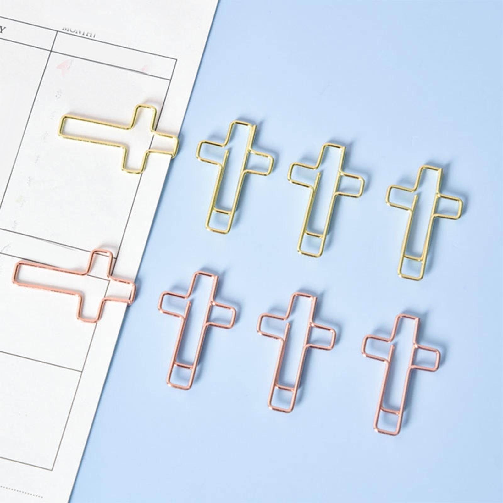 Creative Cross Shape Paper Clip Cross Shaped Clip for Classroom School Students Rose Gold