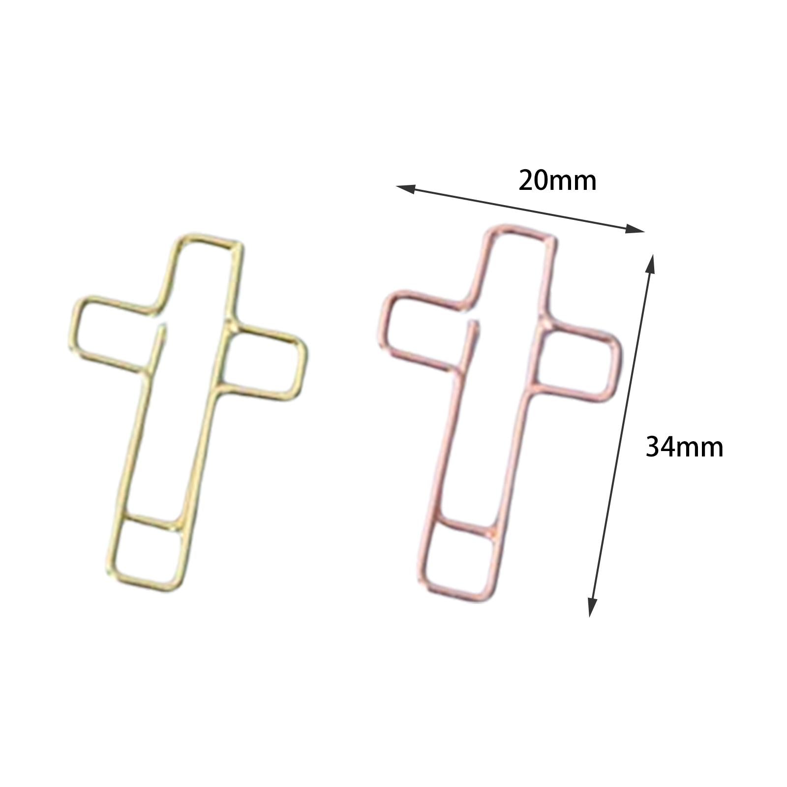 Creative Cross Shape Paper Clip Cross Shaped Clip for Classroom School Students Rose Gold