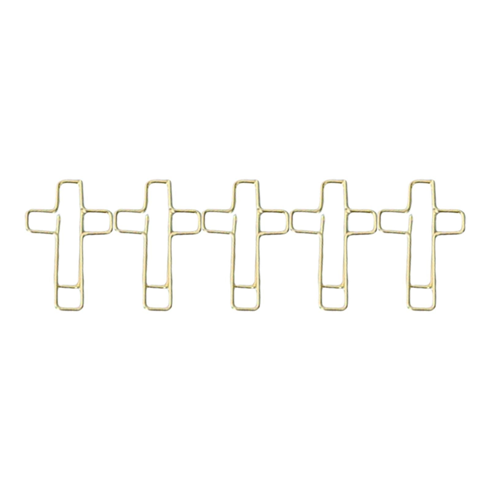 Creative Cross Shape Paper Clip Cross Shaped Clip for Classroom School Students Golden