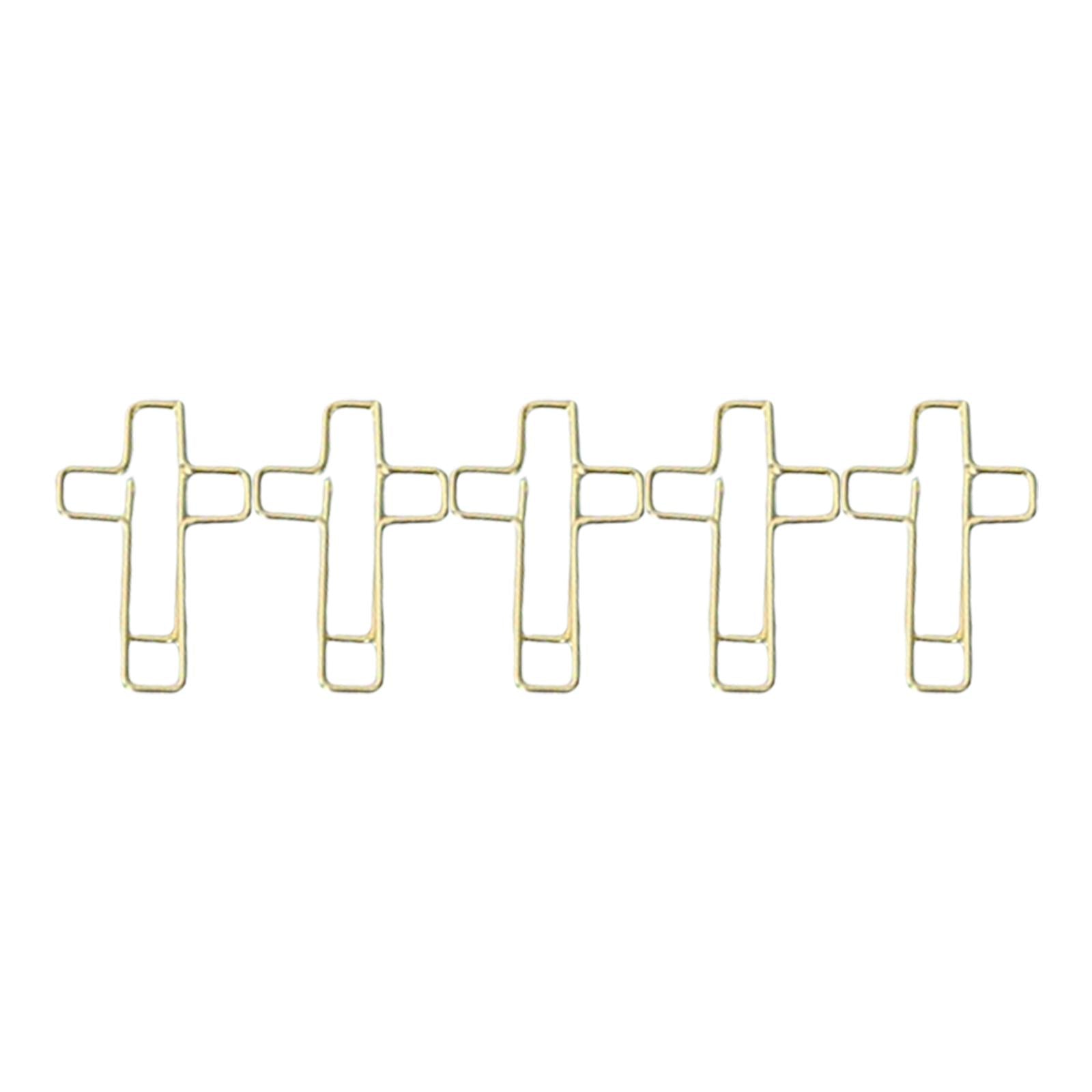Creative Cross Shape Paper Clip Cross Shaped Clip for Classroom School Students Golden