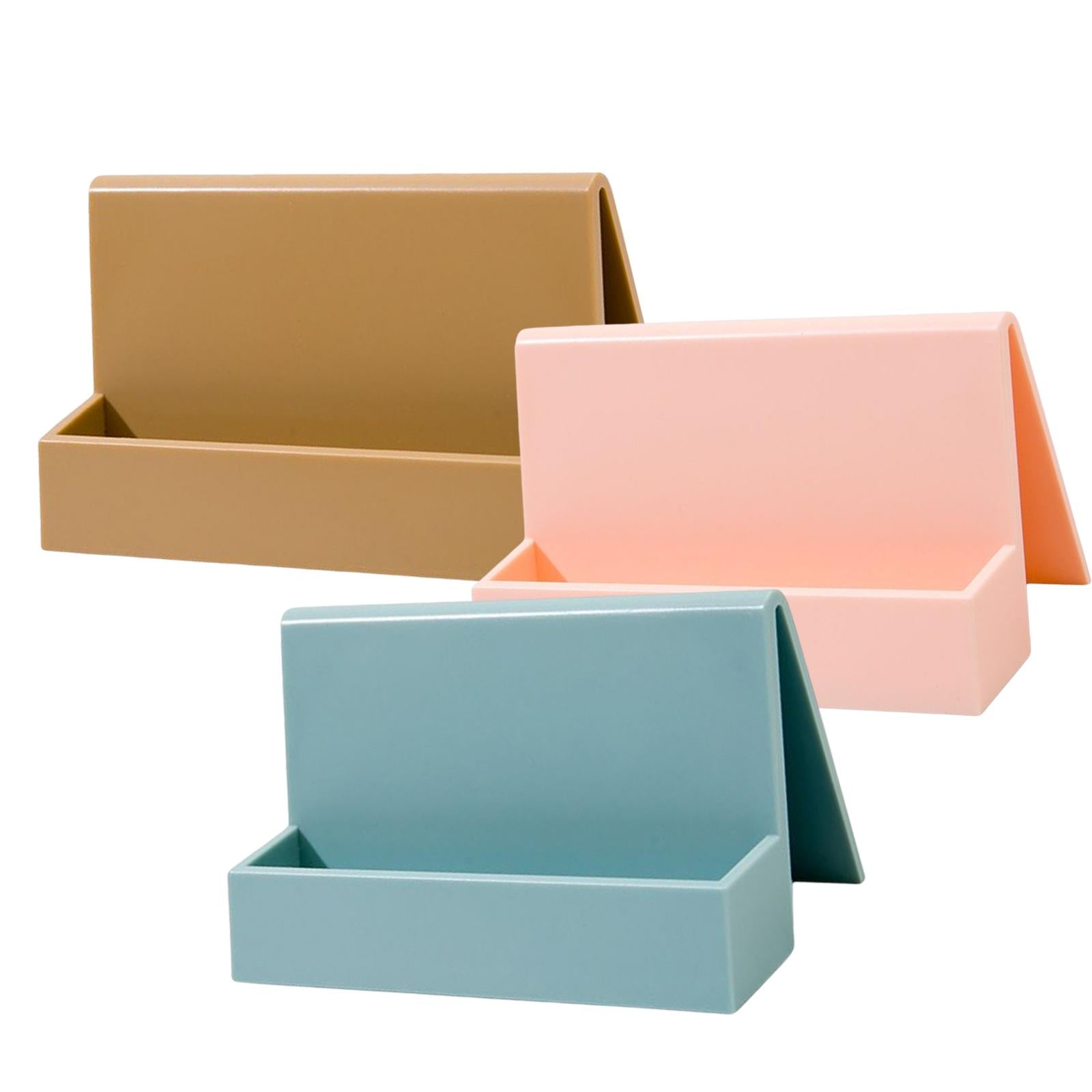 4xName Card Rack Durable Office Supplies Sturdy for Countertop Desk Desktop Pink