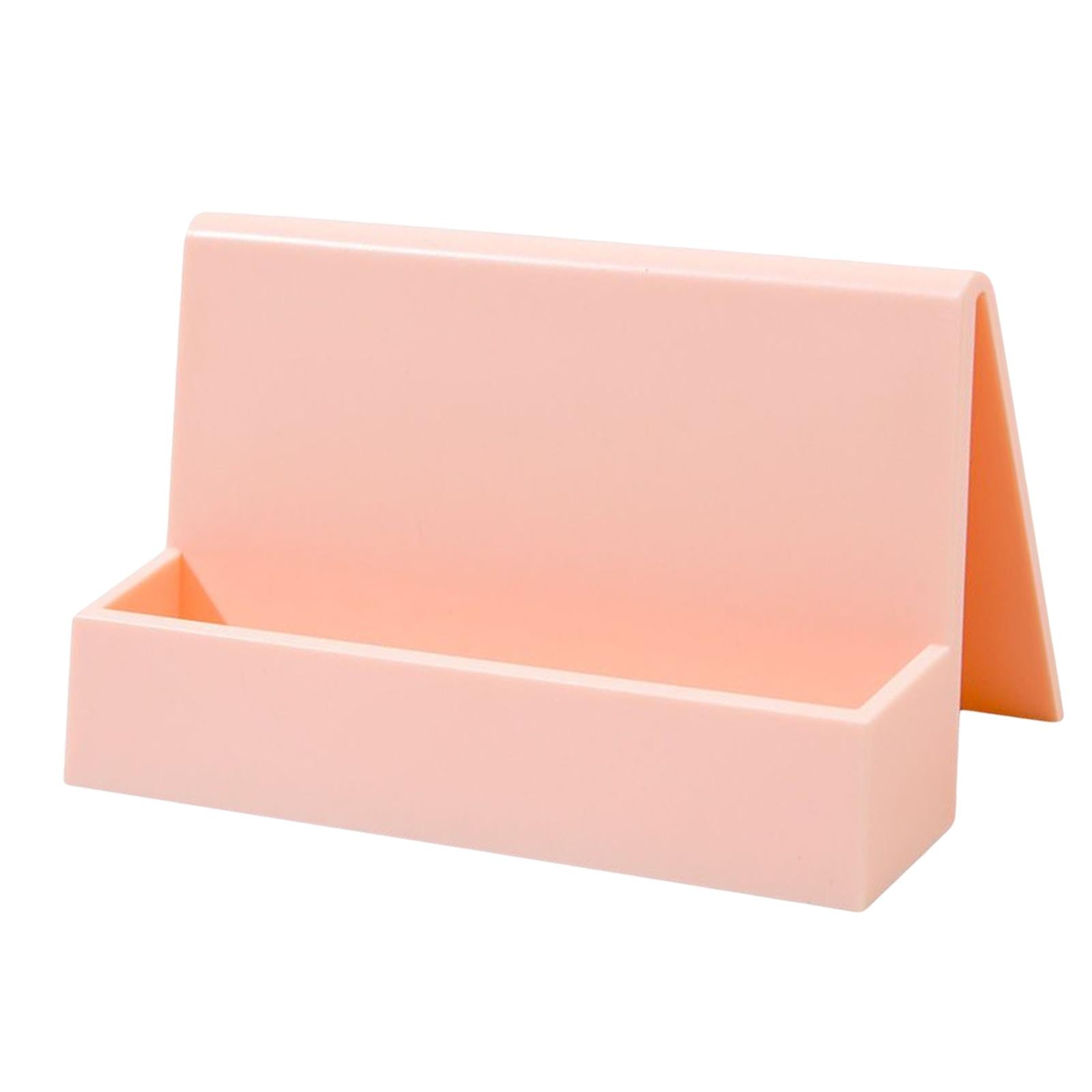 4xName Card Rack Durable Office Supplies Sturdy for Countertop Desk Desktop Pink