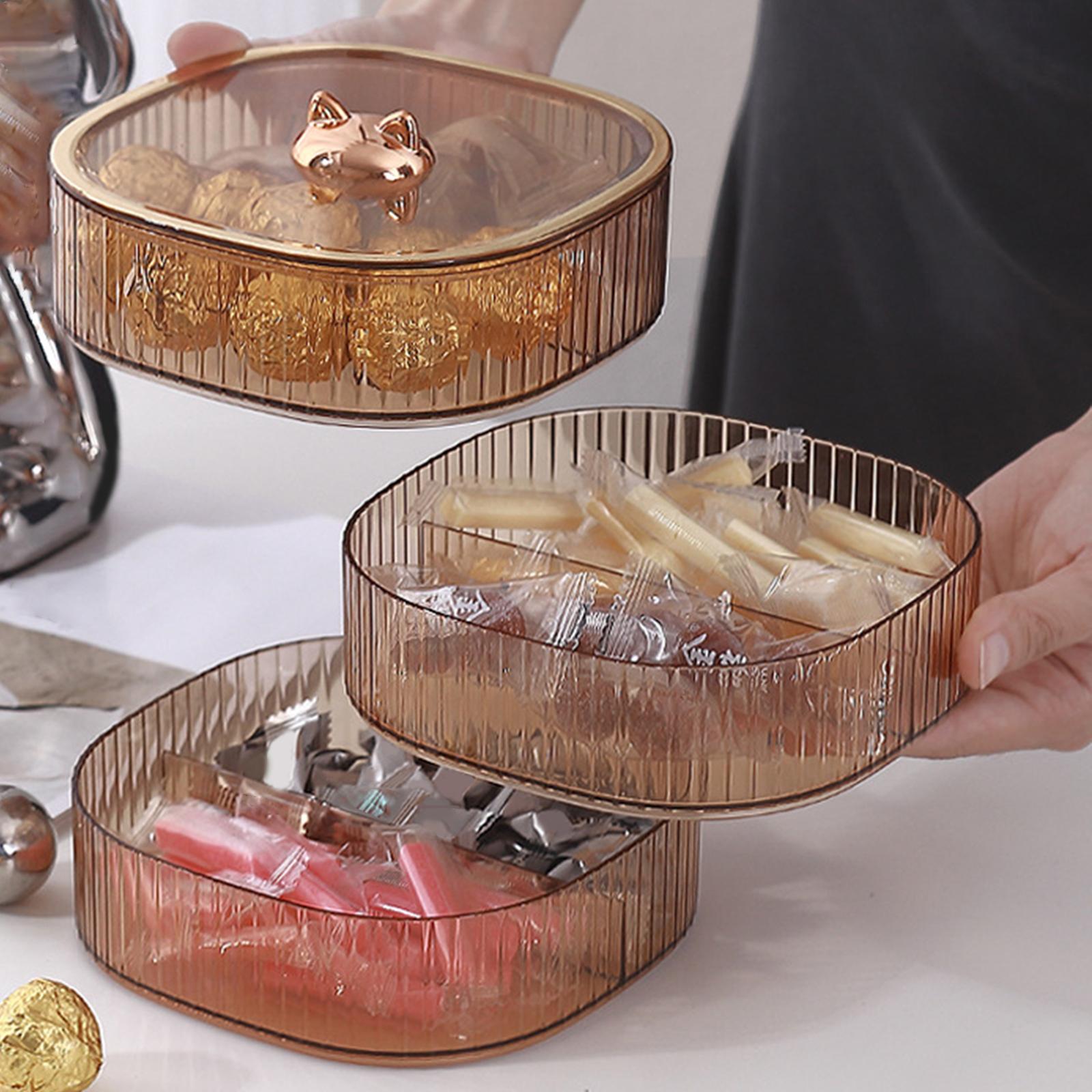 2 Layers Dried Fruit Snack Candy Tray Organizer for Nut Sweets Cookies Champagne