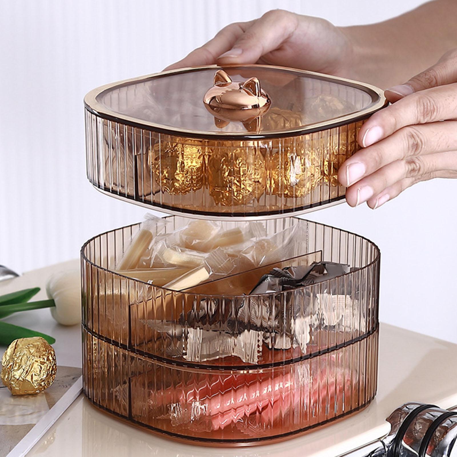 2 Layers Dried Fruit Snack Candy Tray Organizer for Nut Sweets Cookies Champagne