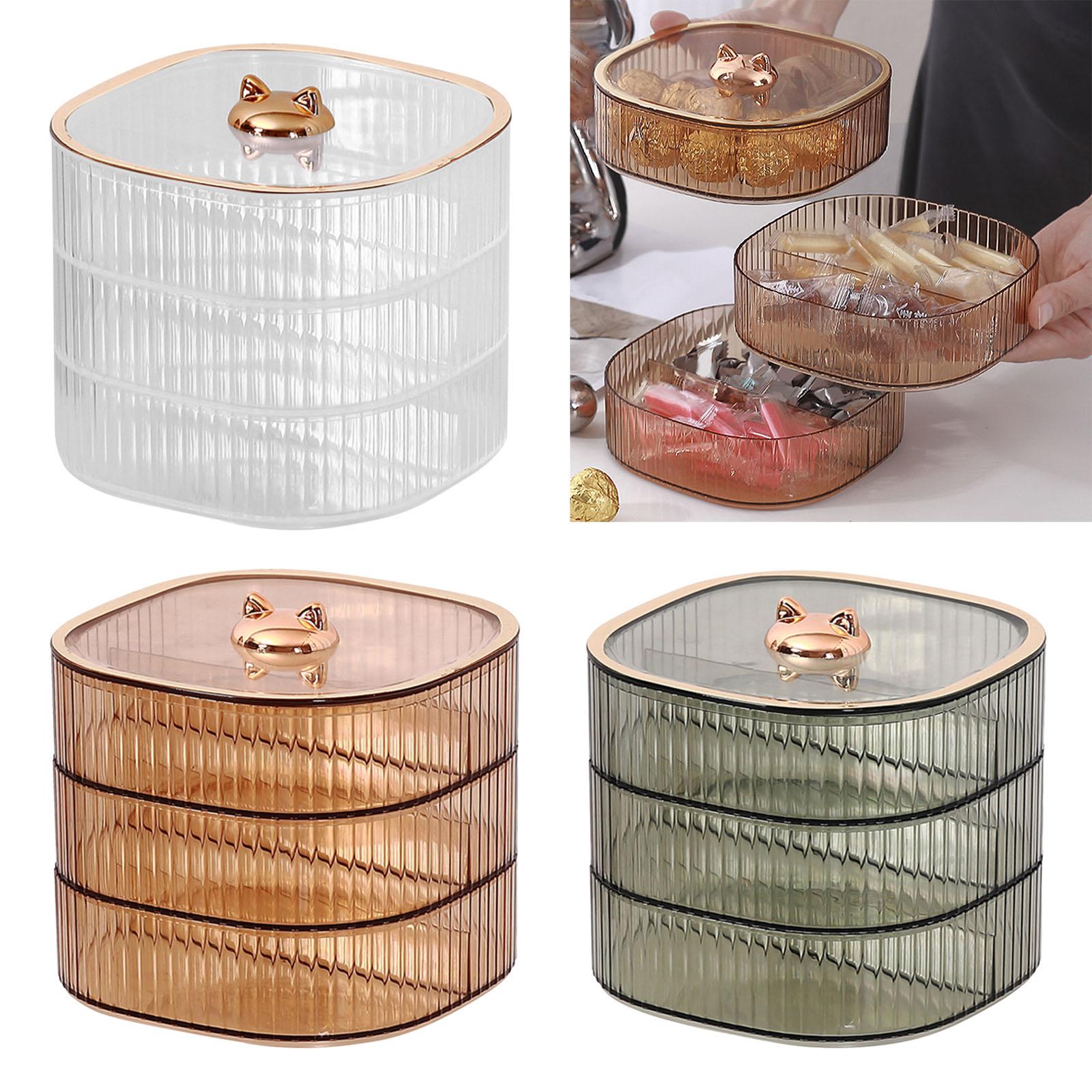 3 Layers Dried Fruit Storage Tray Snack Serving Tray for Sweets Clear