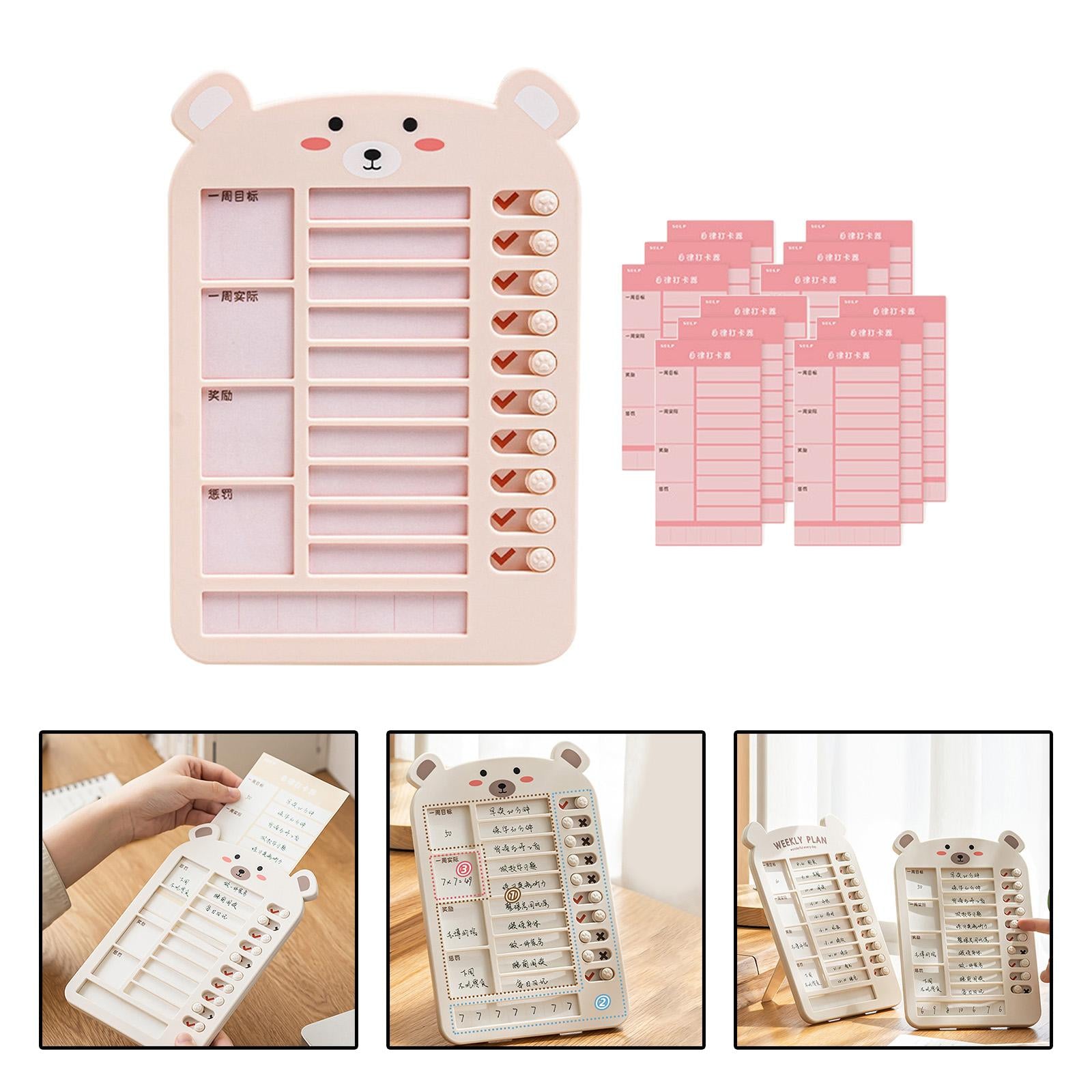 List Board Daily Task Planning Board Chart Memo for RV Office Home Bear Pink