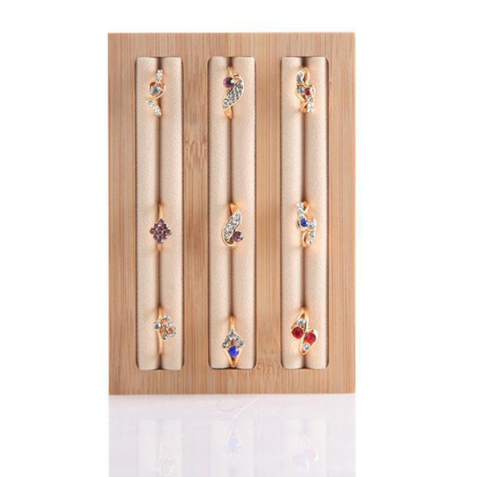 Wooden Jewelry Ring Display Case Slot Display Box Showcase for Store Drawer