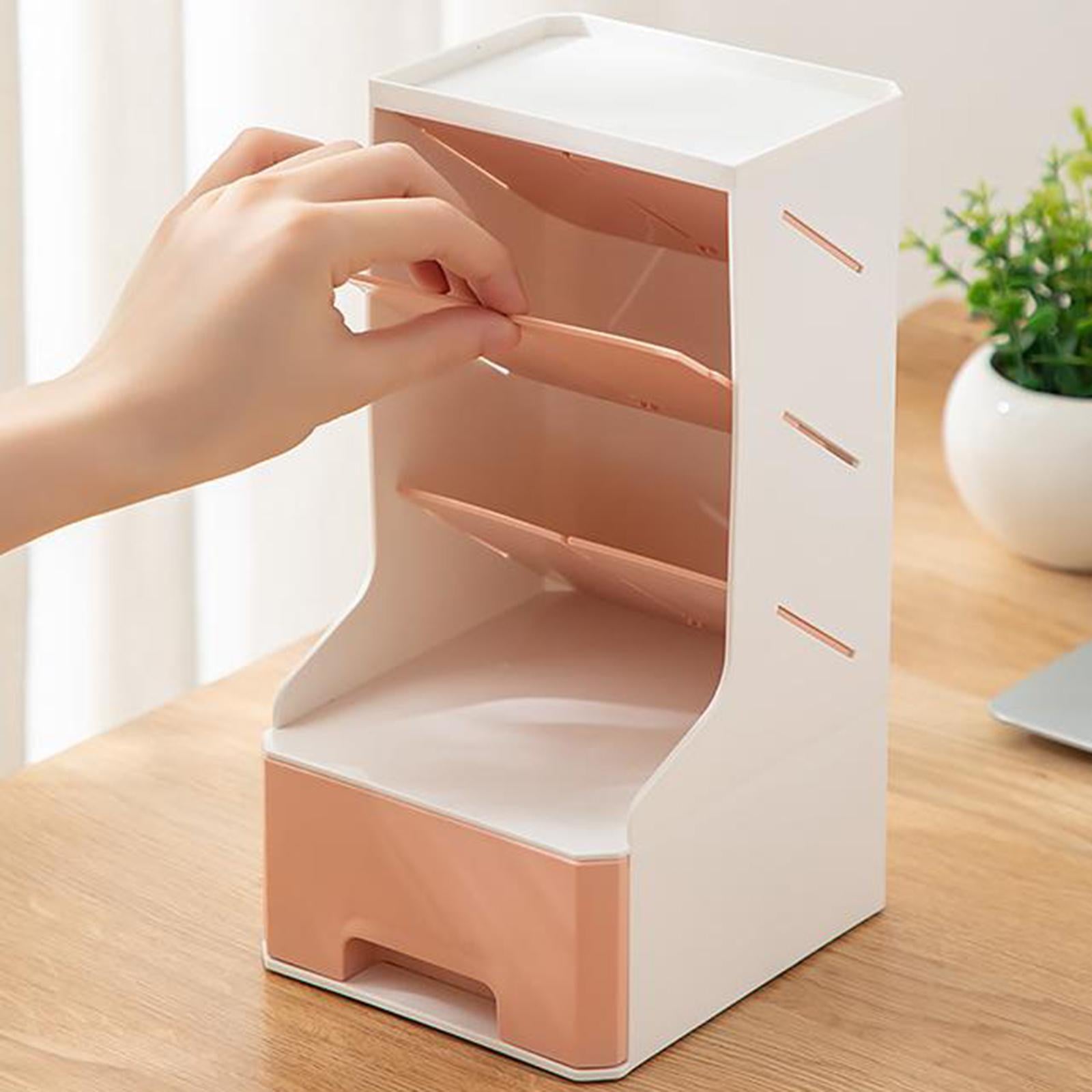 Large Capacity Desktop Storage Organizer Desk Organizer for Office Home Pink