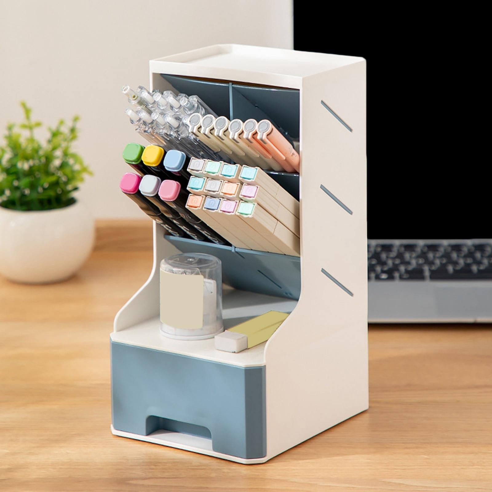 Large Capacity Desktop Storage Organizer Desk Organizer for Office Home Blue