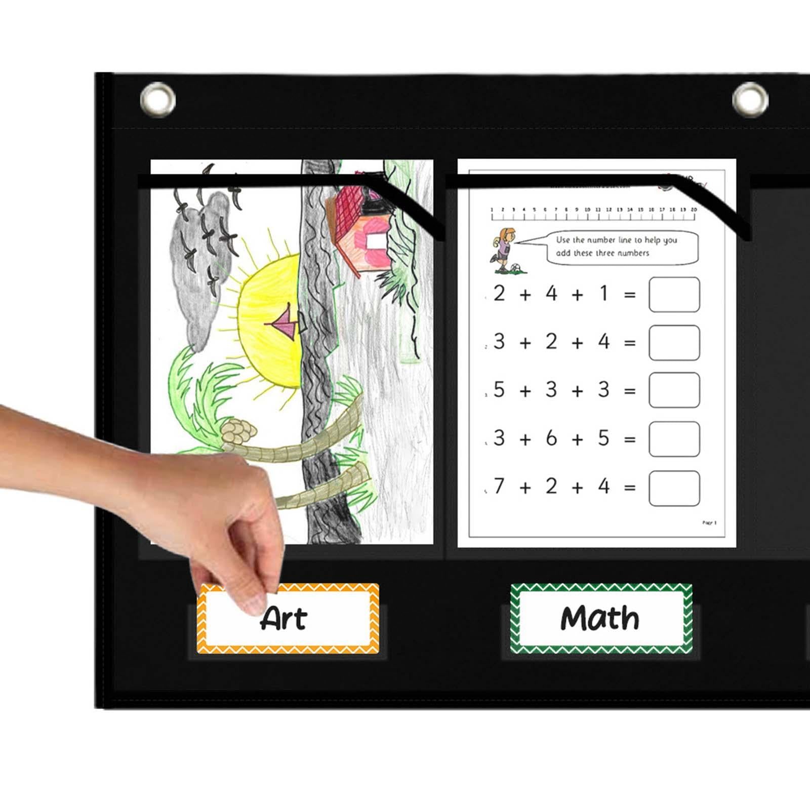 Heavy Duty Pocket Chart Organizer File Organizer Storage Bag for Home Office Black