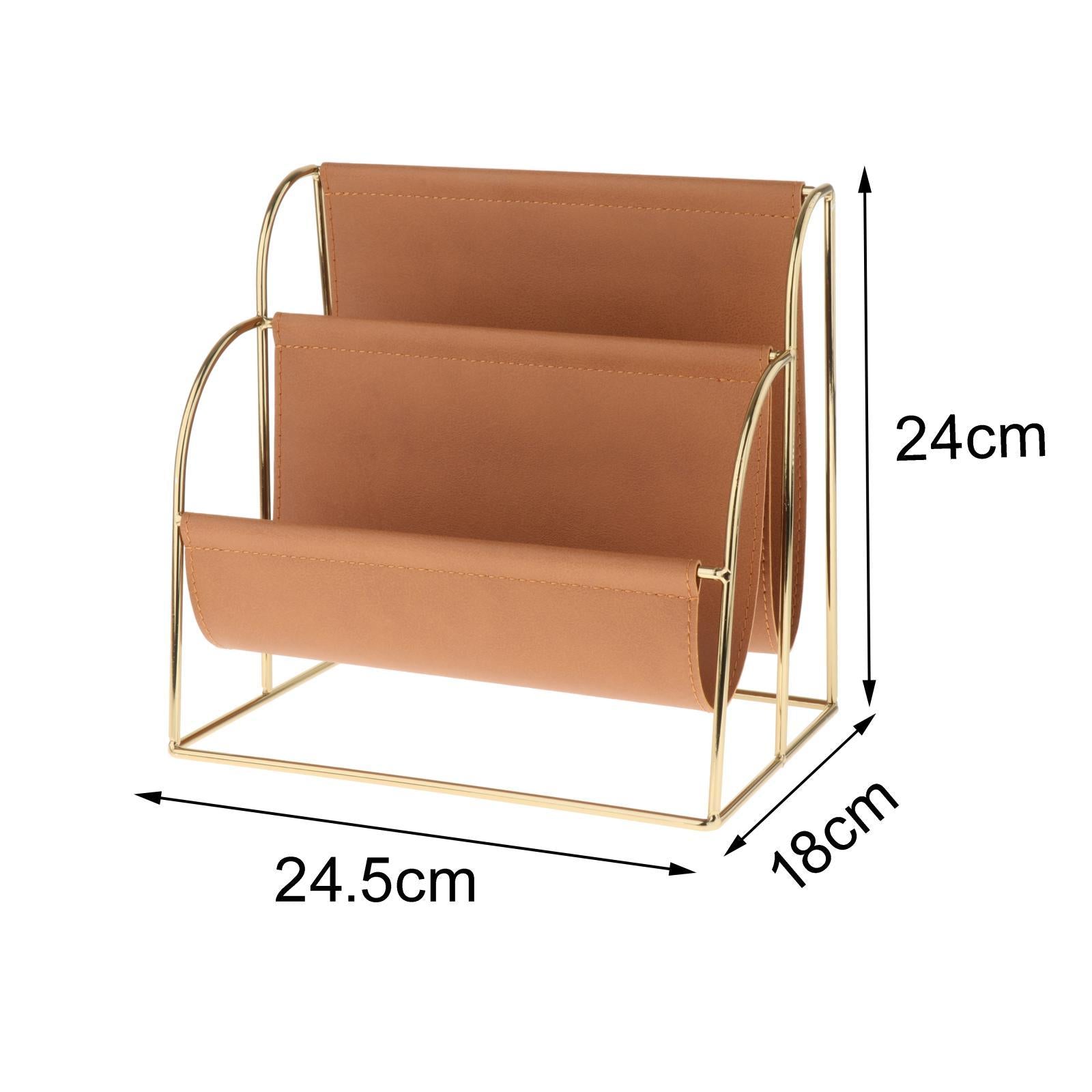 Magazine File Holder Rack Free Standing Storage for Office Desk Accessories Brown