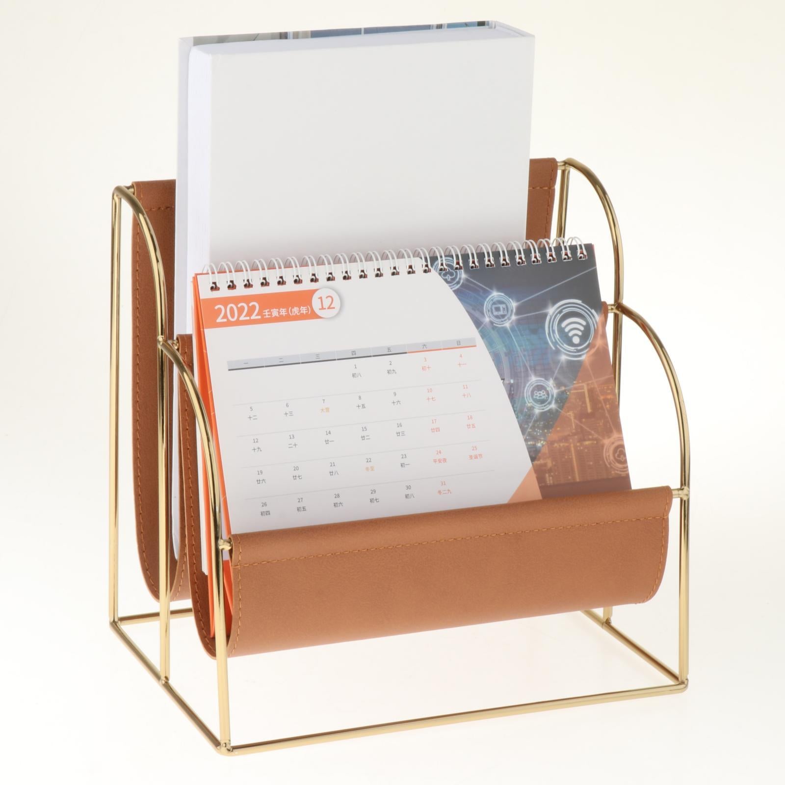 Magazine File Holder Rack Free Standing Storage for Office Desk Accessories Brown