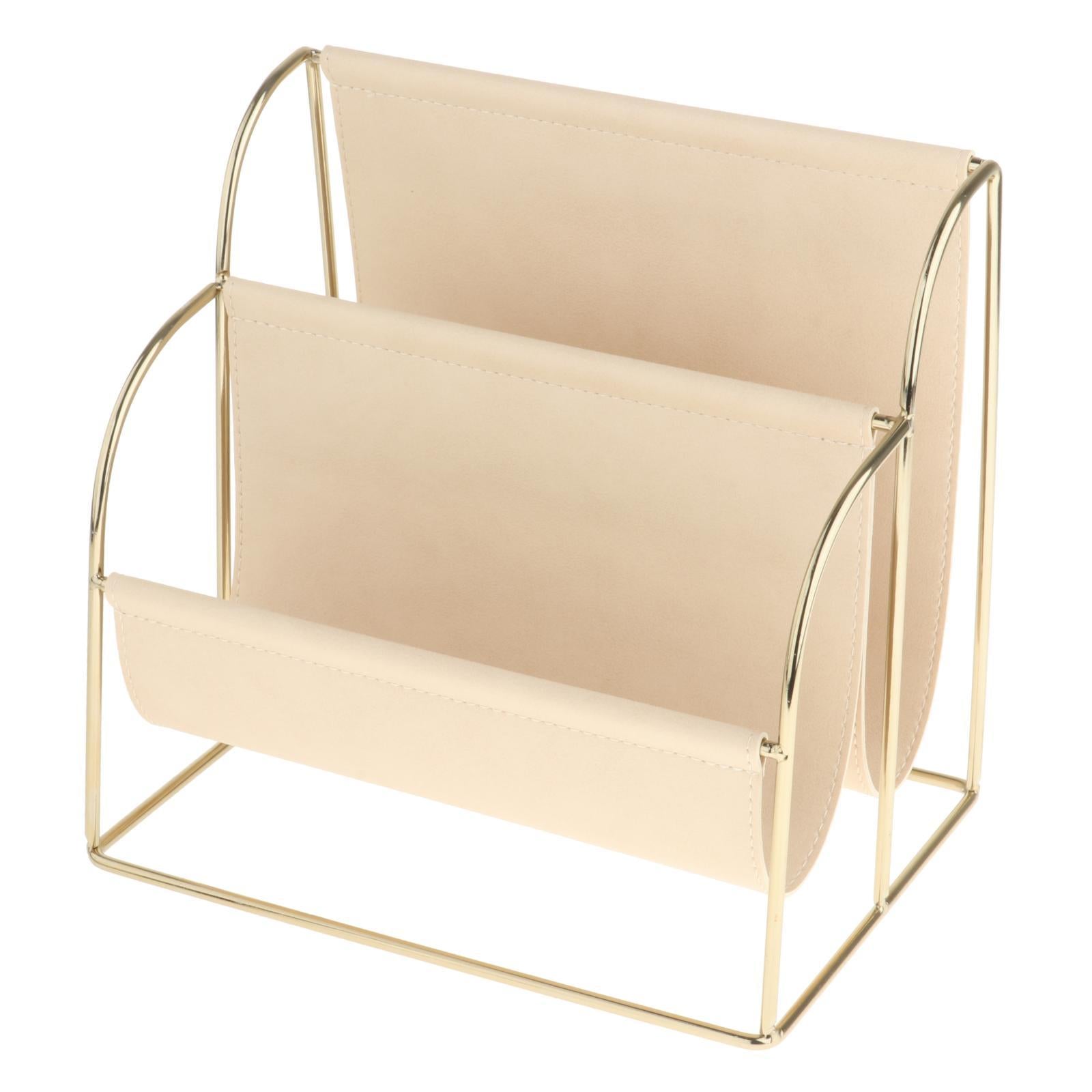 Magazine File Holder Rack Free Standing Storage for Office Desk Accessories Beige