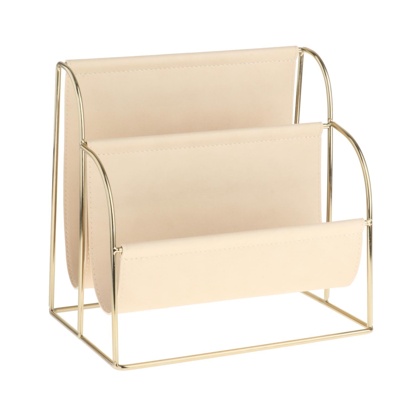 Magazine File Holder Rack Free Standing Storage for Office Desk Accessories Beige