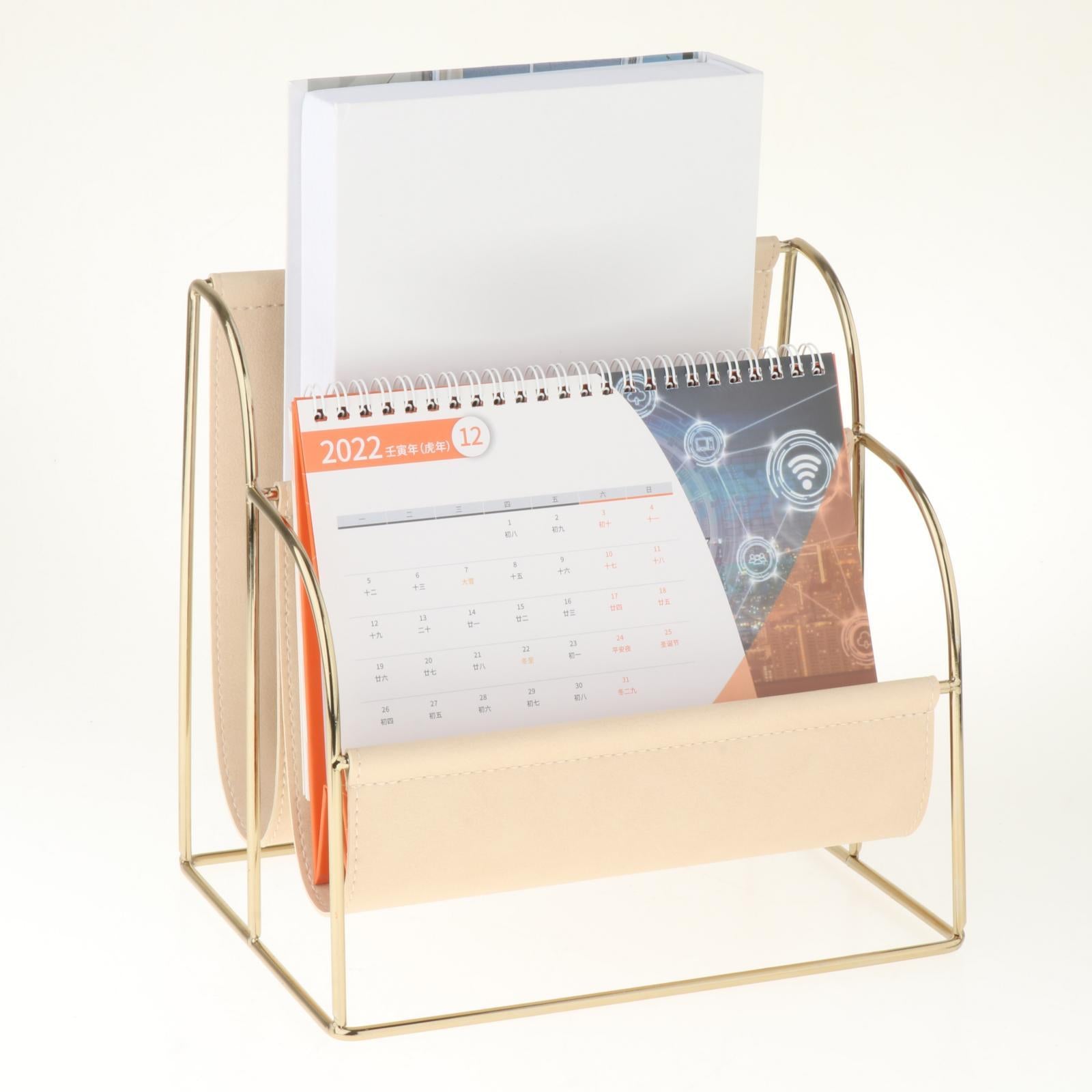 Magazine File Holder Rack Free Standing Storage for Office Desk Accessories Beige