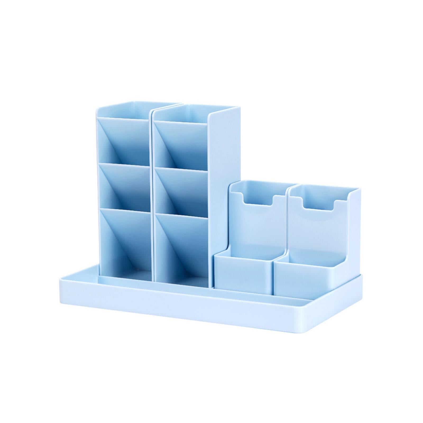 Business Card/Pen/Pencil Holder Storage Box Sticky Note Tray for Office Blue