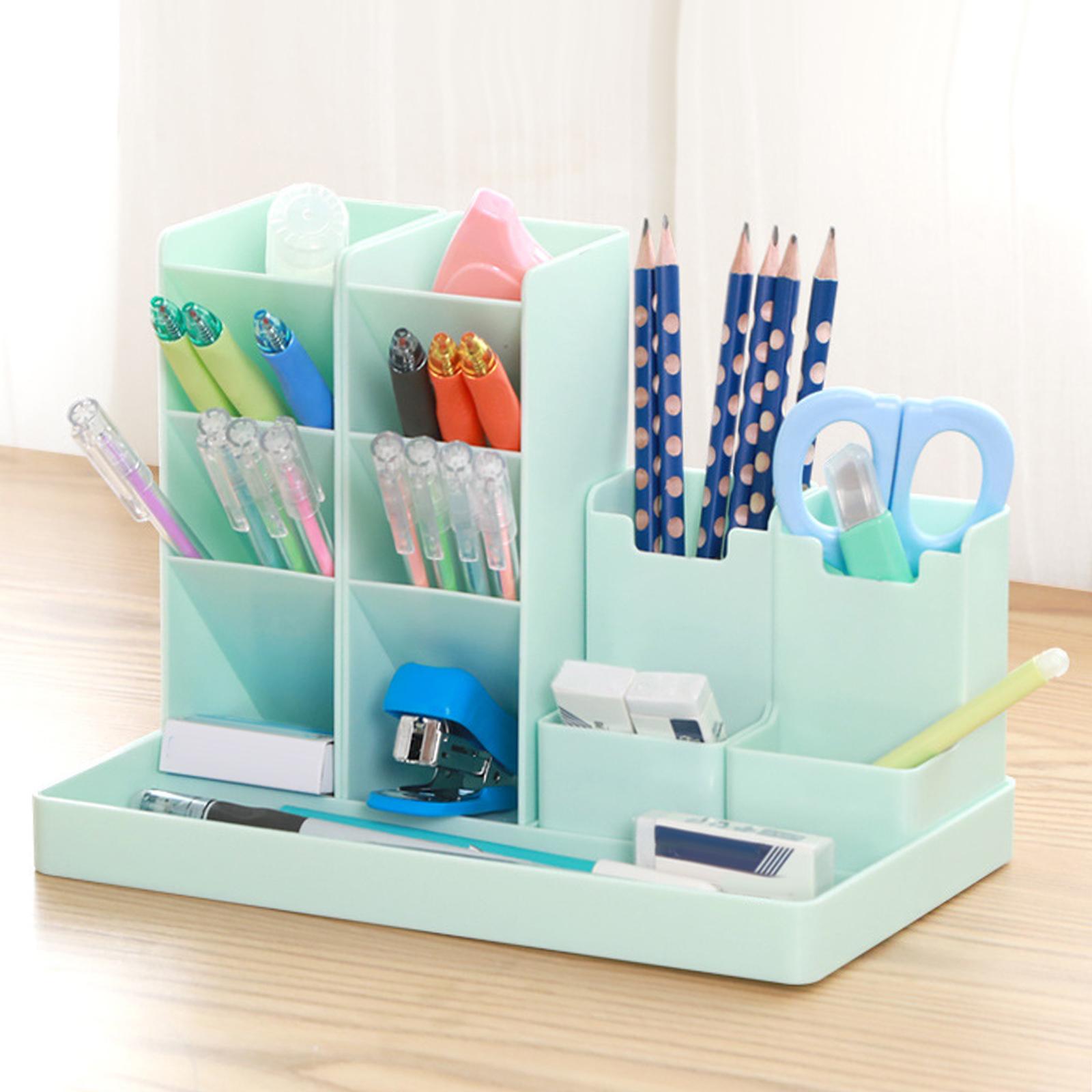 Business Card/Pen/Pencil Holder Storage Box Sticky Note Tray for Office Green