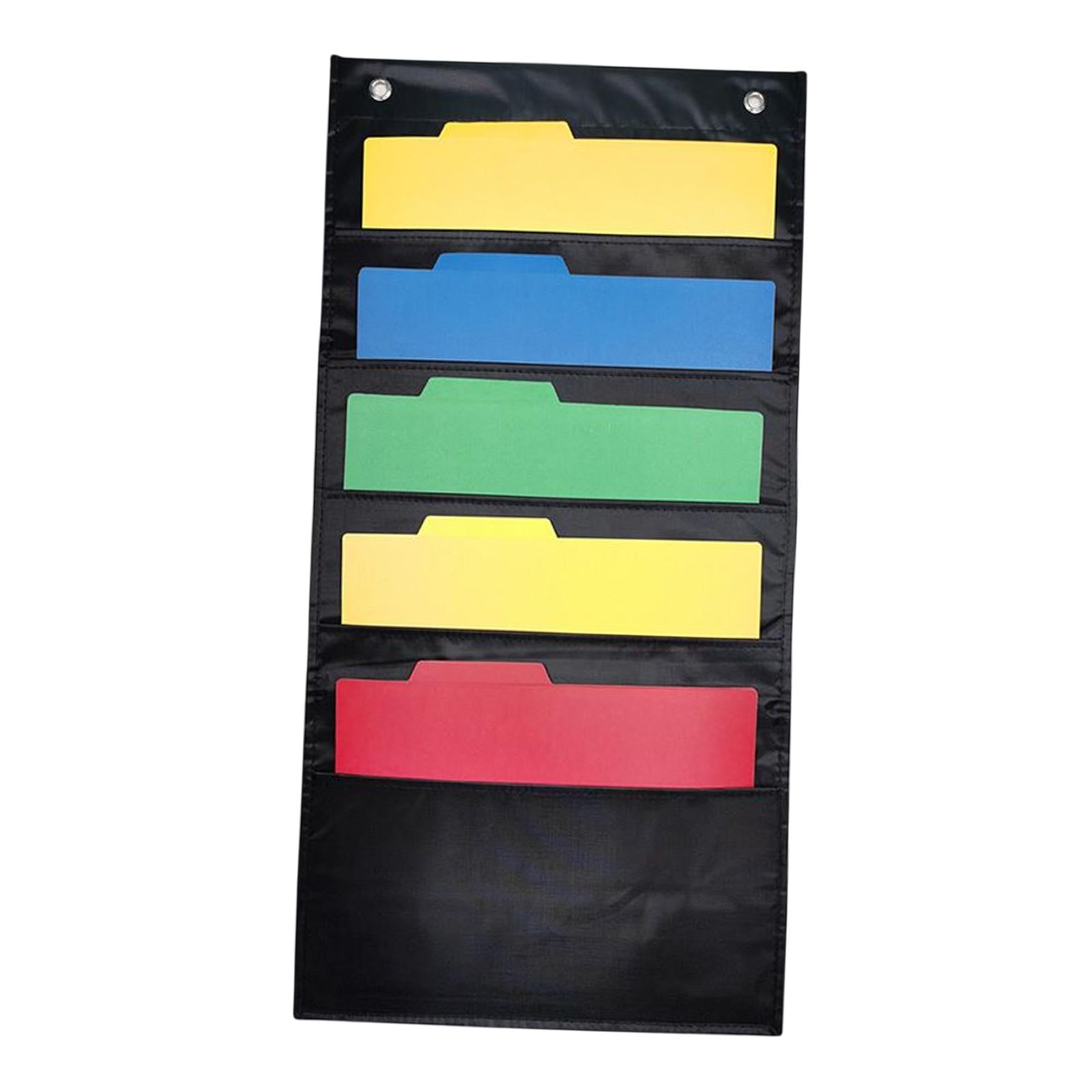 Daily Schedule Pocket Chart File Organizer 5 Pockets for Indoor Papers