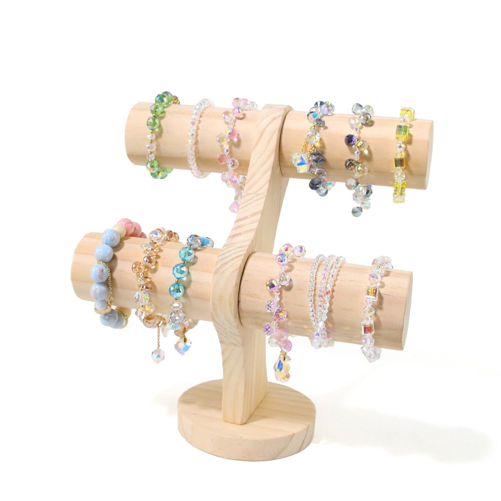 2 Layers Wood Jewelry Display Rack for Rings Ear Stud Photography Props