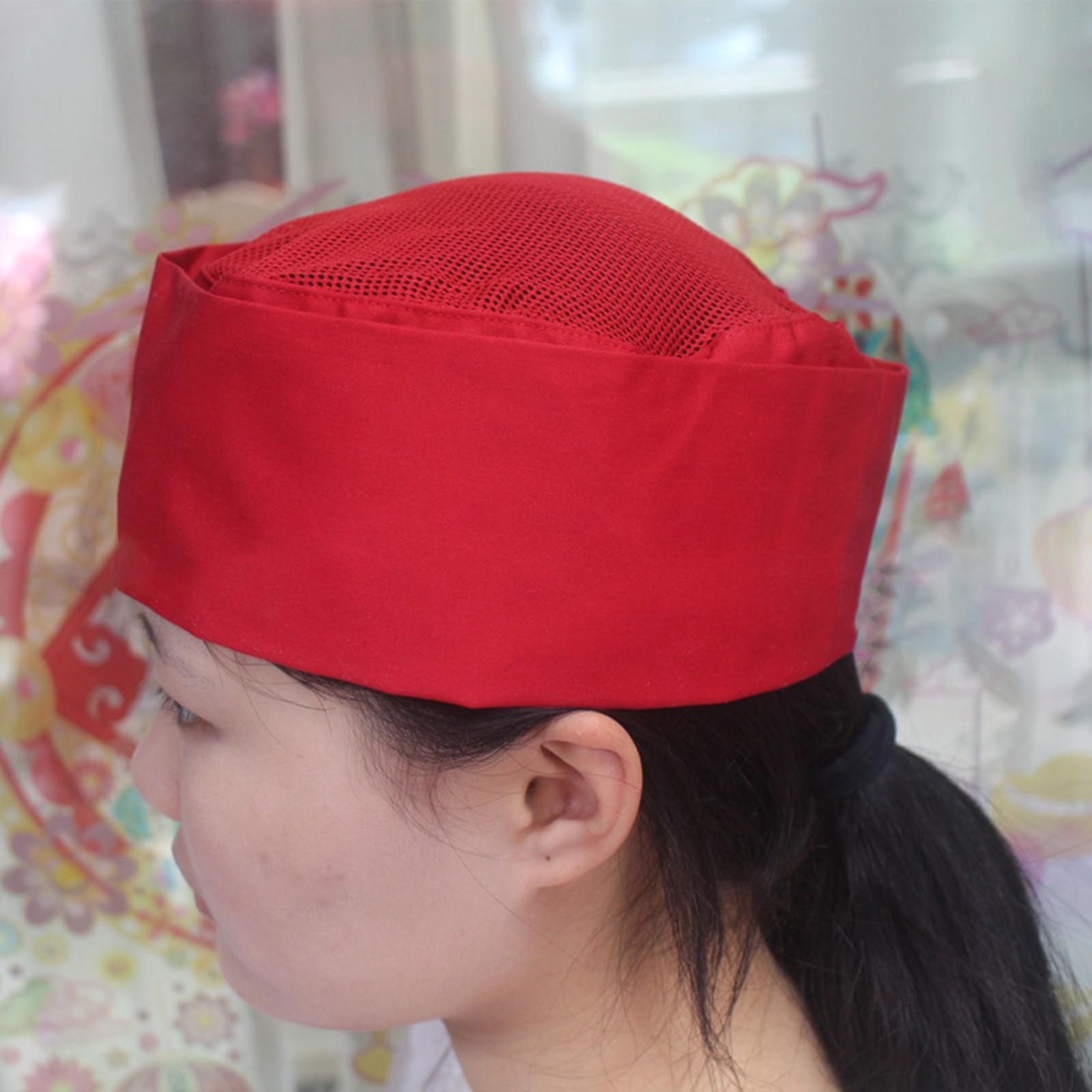 Japanese Cooking Hat Food Service Protective Hat for Restaurant Bakery Red