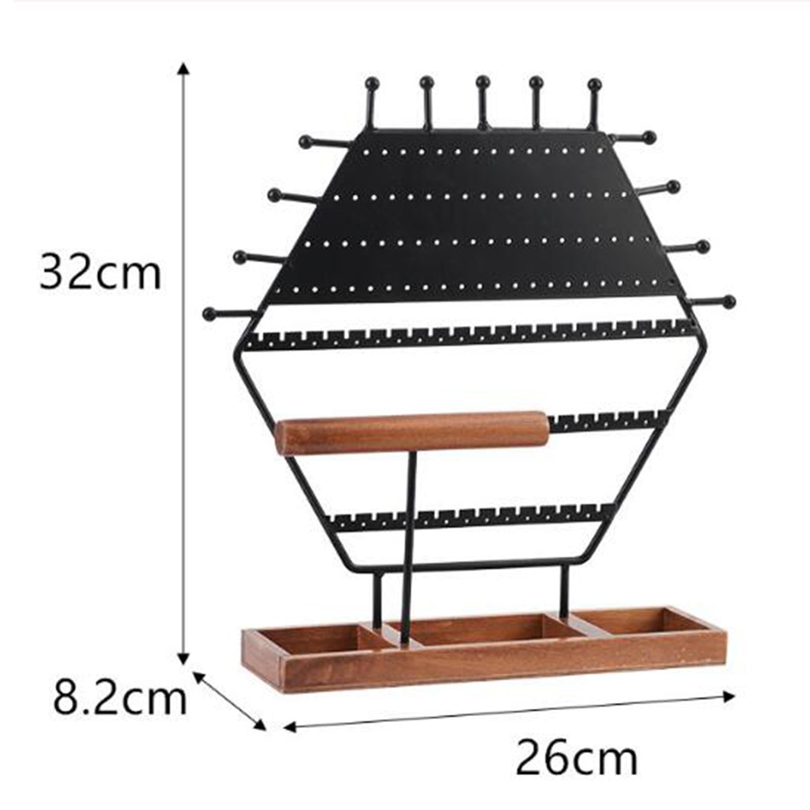 Wooden Base Necklace Holder Black Jewelry Display Stand for Earring Holder