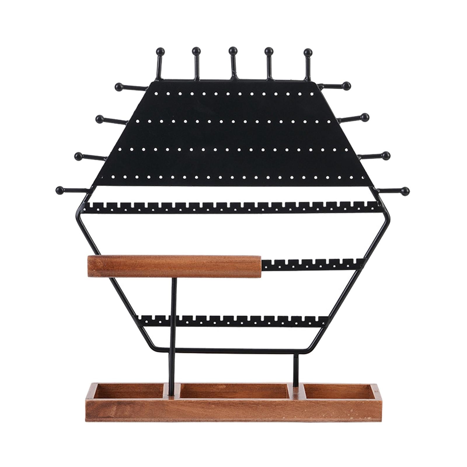 Wooden Base Necklace Holder Black Jewelry Display Stand for Earring Holder