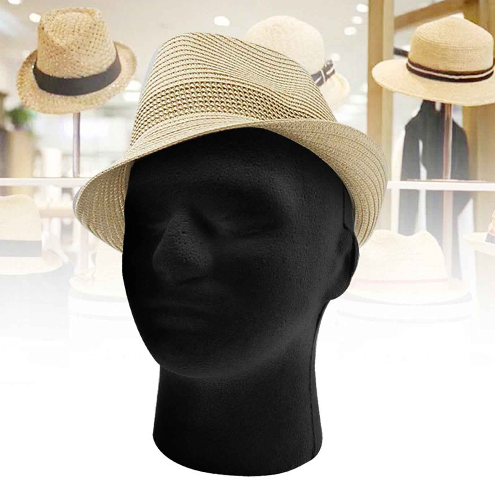 Male Mannequin Head Round Base Foam Black for Display Jewelry Headwear Bubble Package