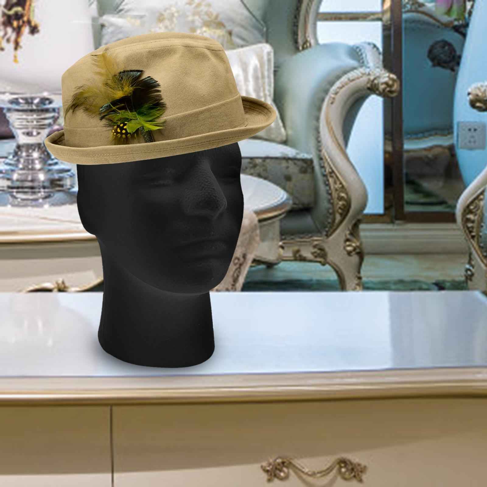 Male Mannequin Head Round Base Foam Black for Display Jewelry Headwear Bubble Package