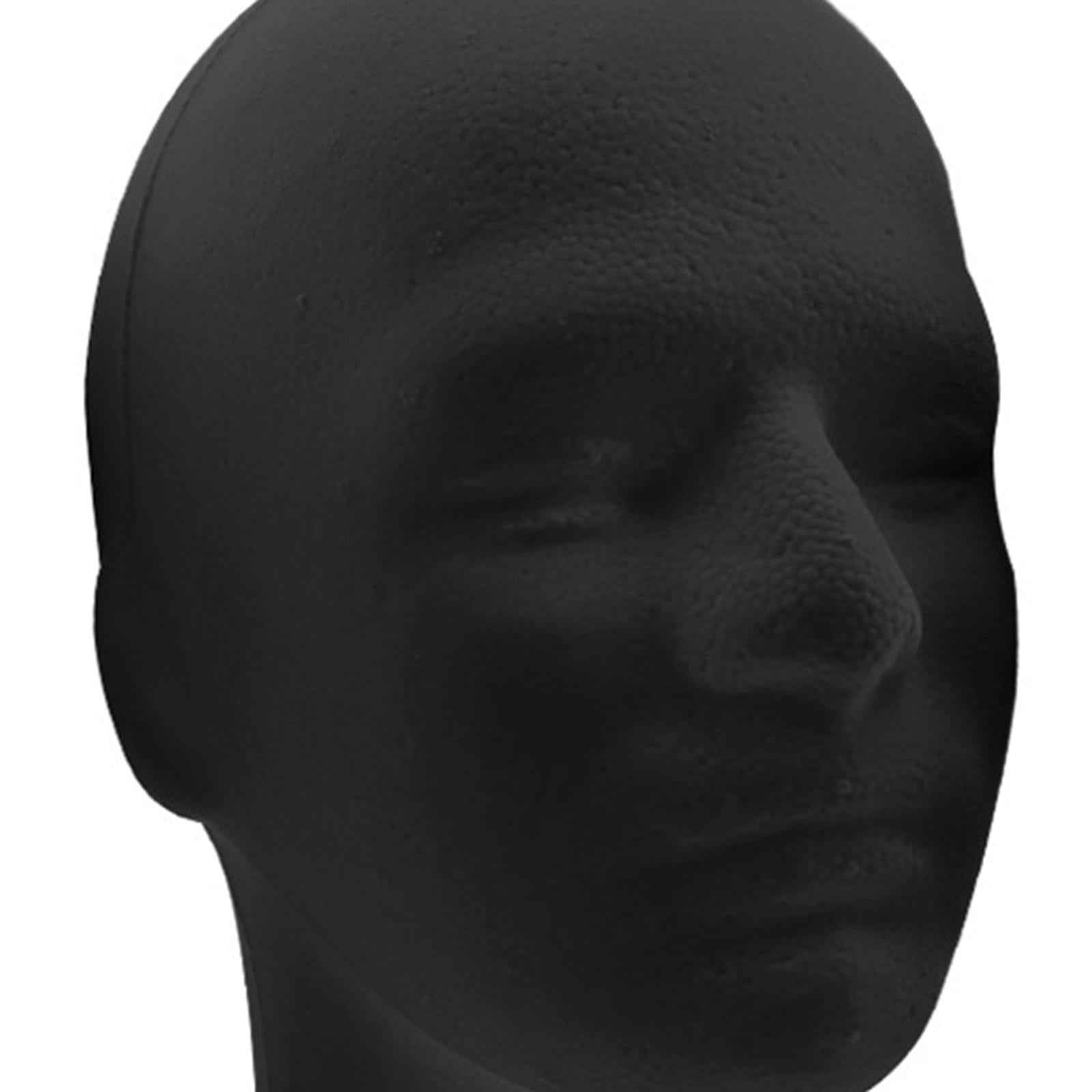 Male Mannequin Head Round Base Foam Black for Display Jewelry Headwear Bubble Package