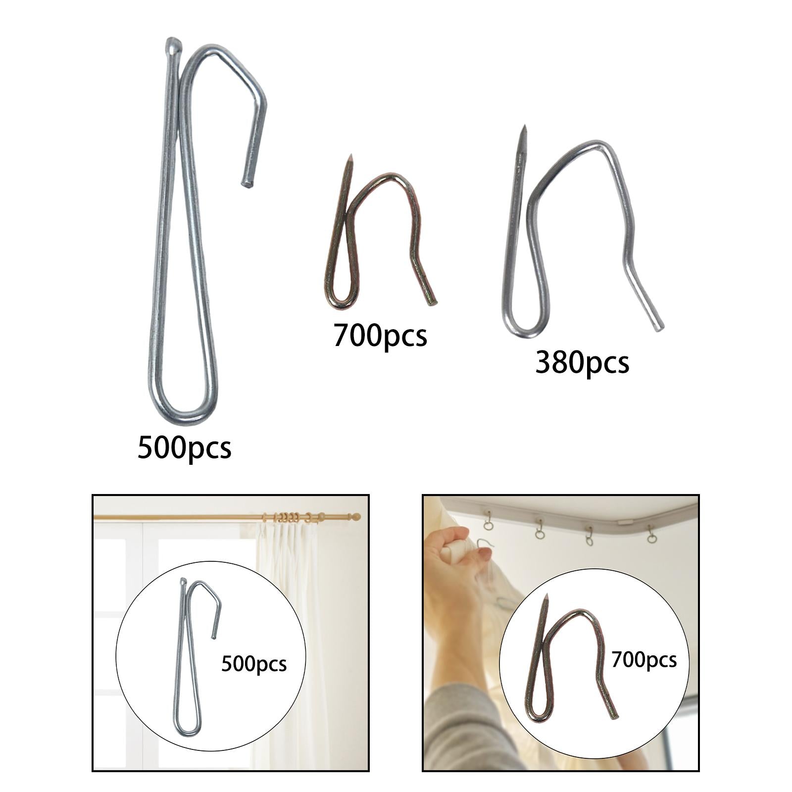 Drapery Hooks Pins Curtain Hook Pinch Pleat Hooks for Shower Window Door 500PCS