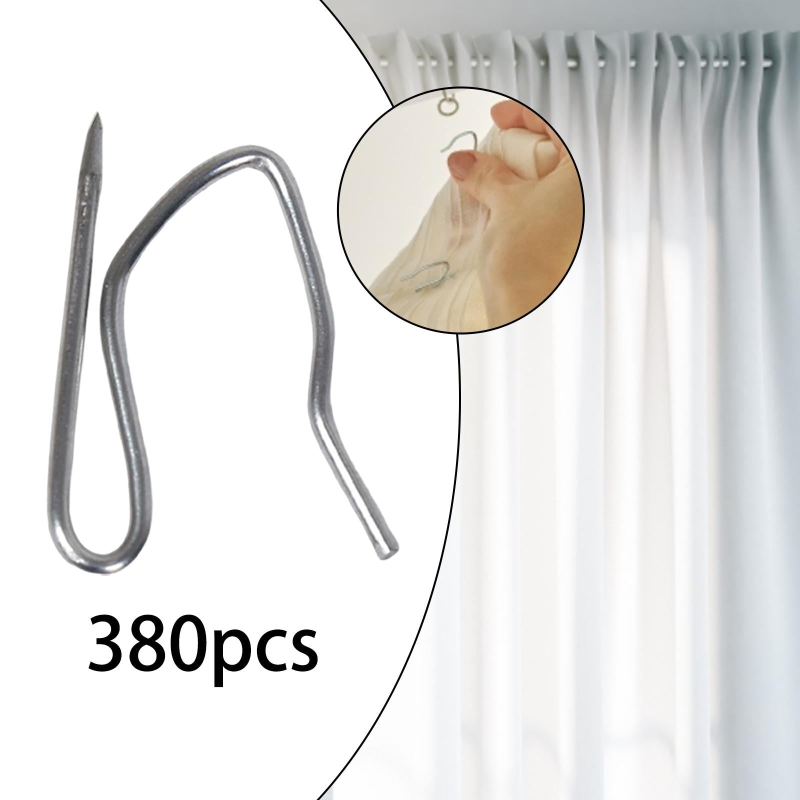 Drapery Hooks Pins Curtain Hook Pinch Pleat Hooks for Shower Window Door 380PCS