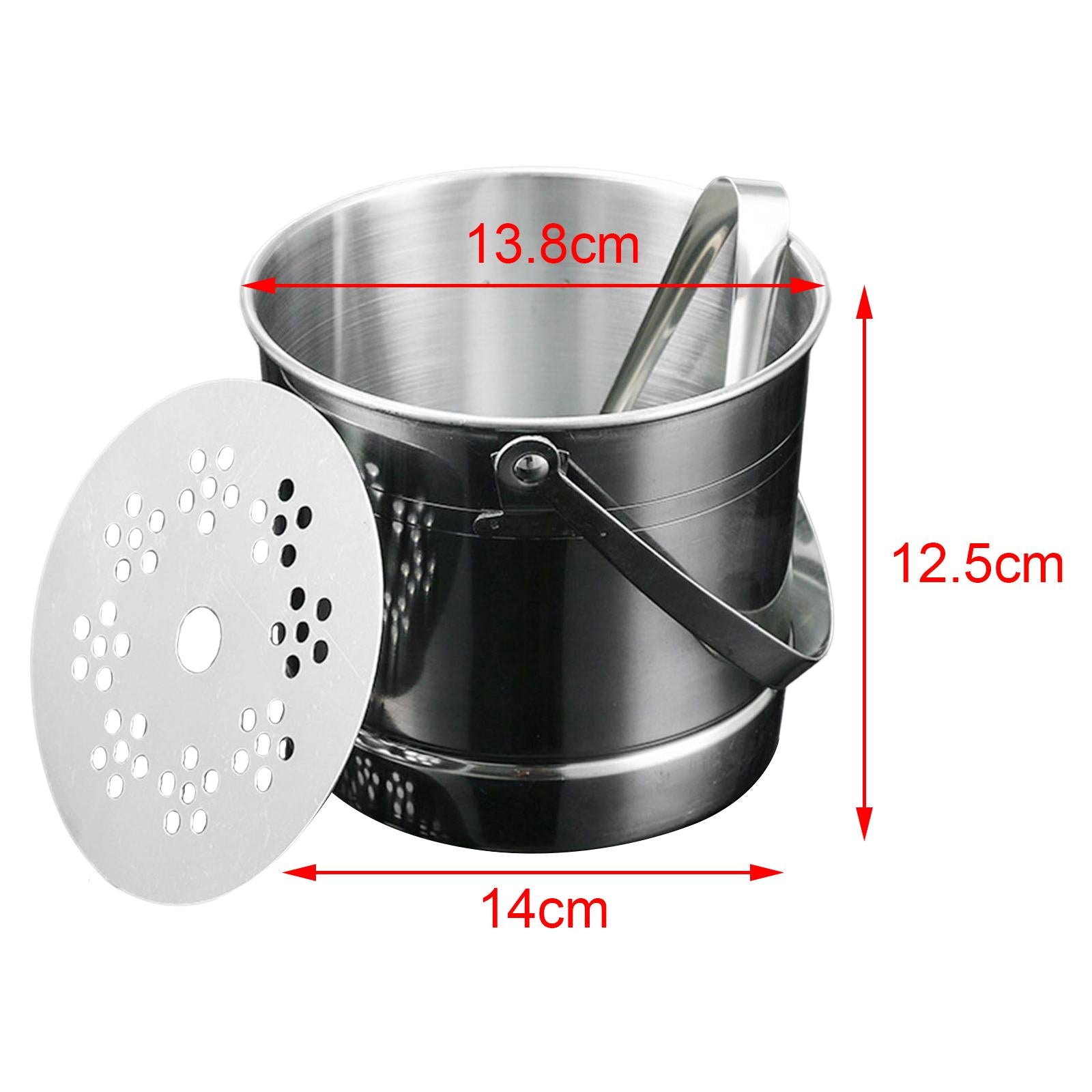 Portable 1L Stainless Steel Ice Bucket with Ice Clip for Home Picnics