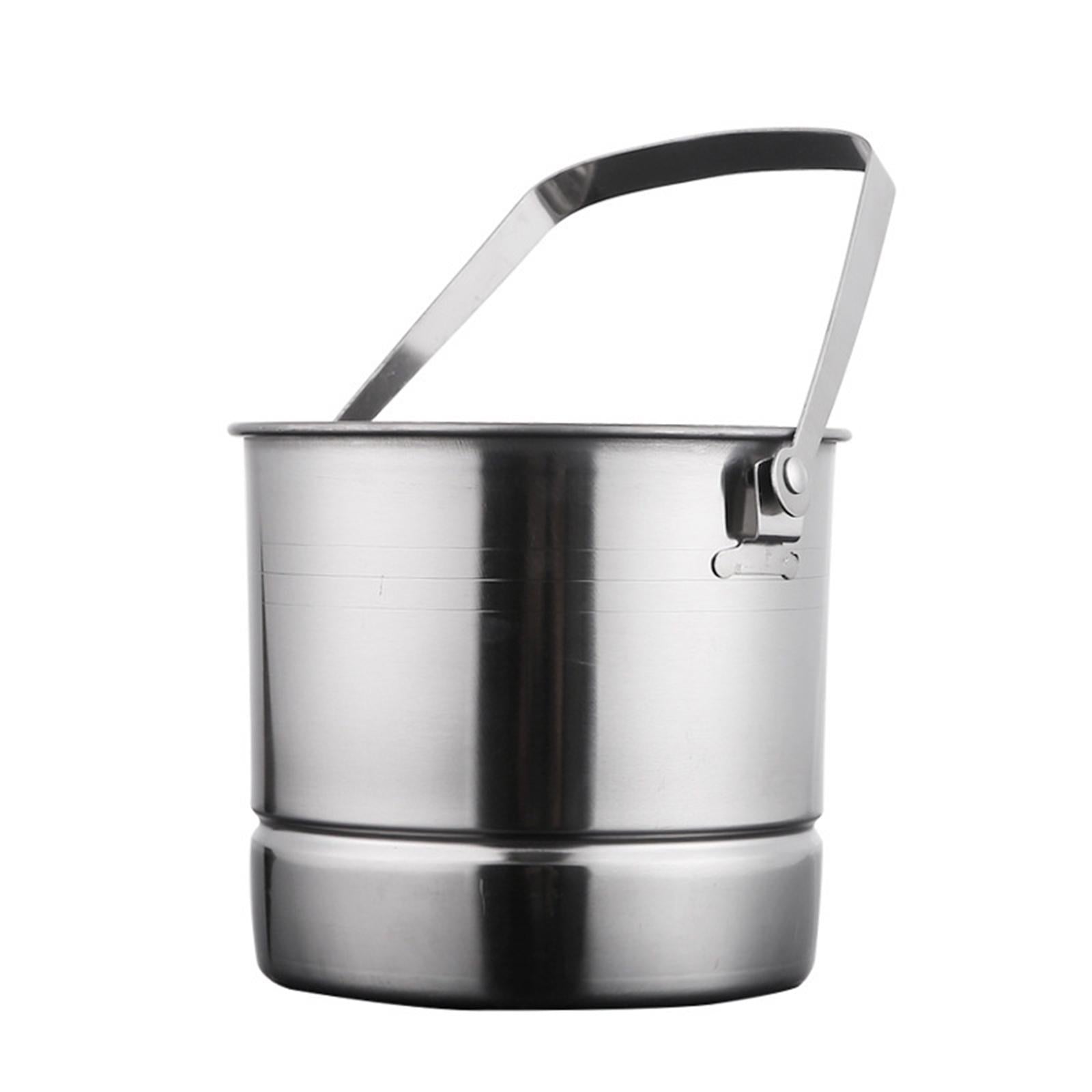 Portable 1L Stainless Steel Ice Bucket with Ice Clip for Home Picnics