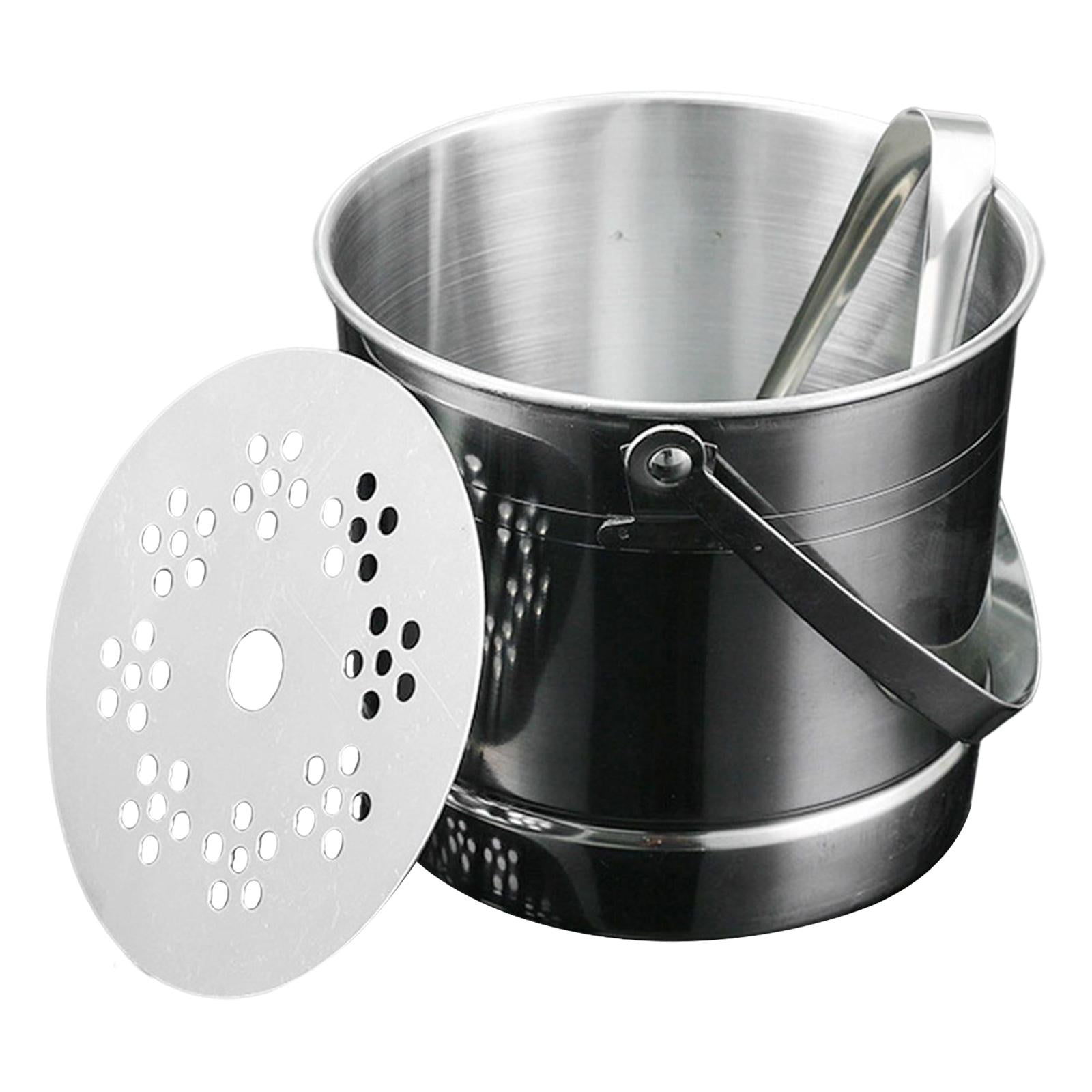 Portable 1L Stainless Steel Ice Bucket with Ice Clip for Home Picnics