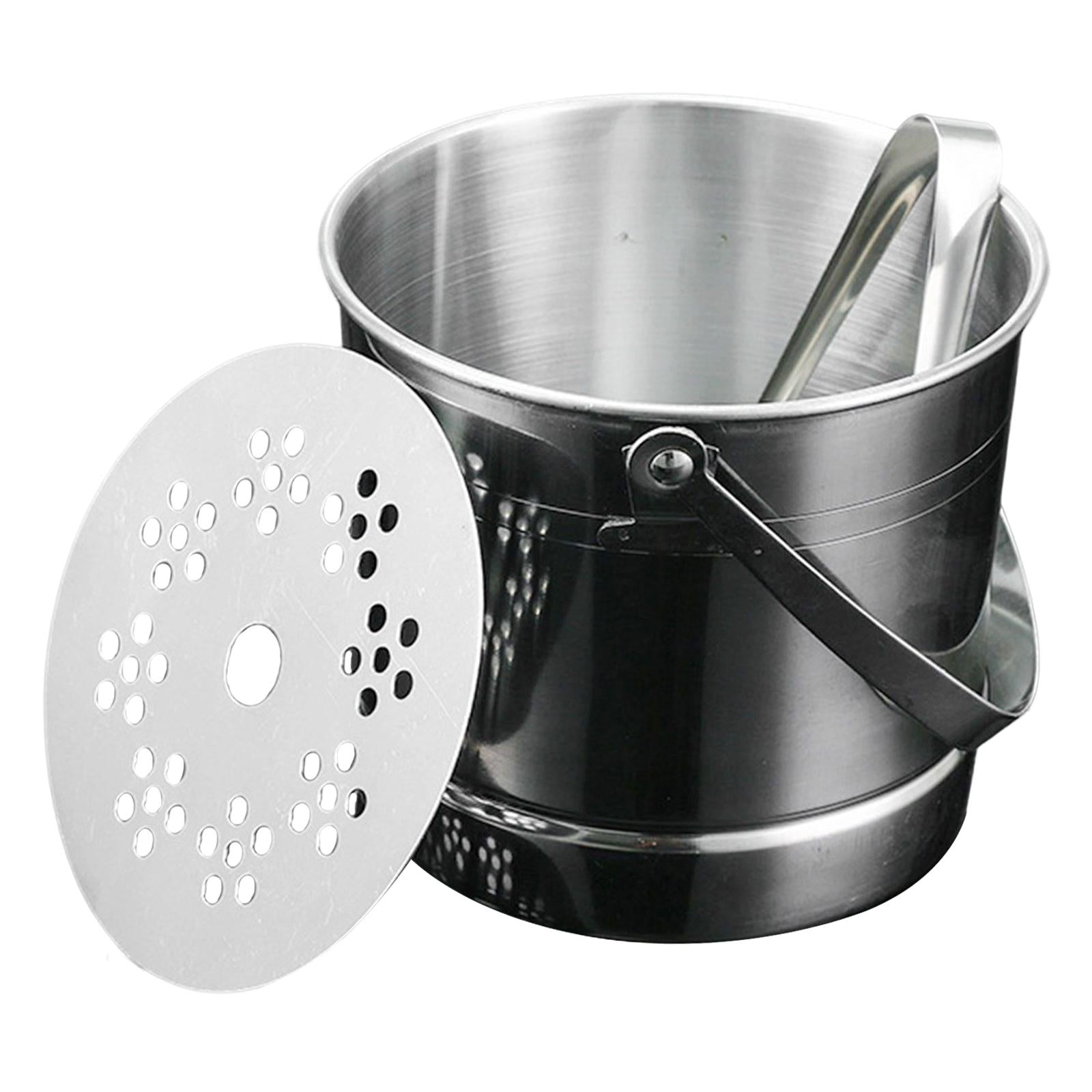 Portable 1L Stainless Steel Ice Bucket with Ice Clip for Home Picnics