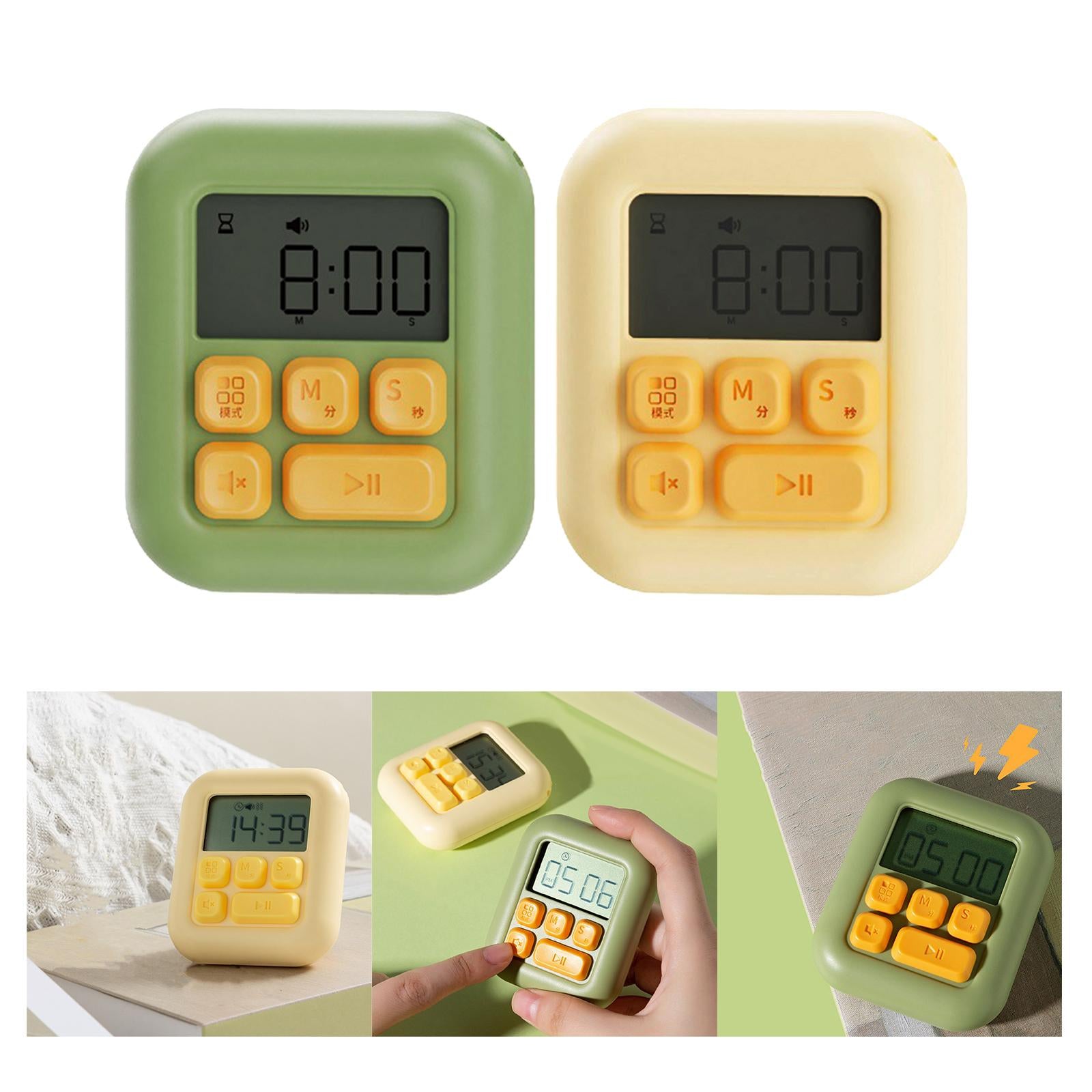Digital Kitchen Timer Electronic with Stand Durable for Sports Games Office Yellow