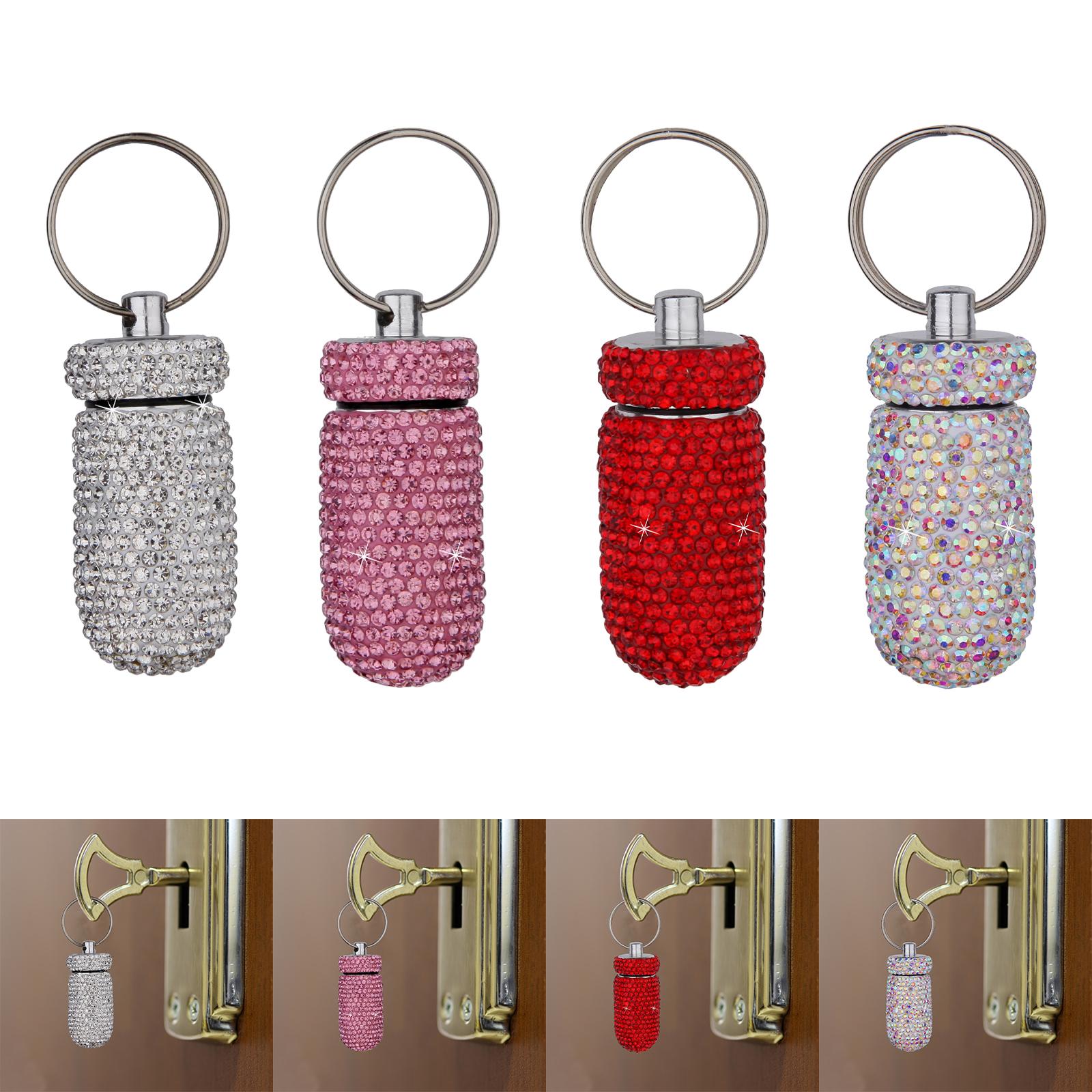 Pill Case Keychain Waterproof Bling Container Dispenser for Camping Hiking White