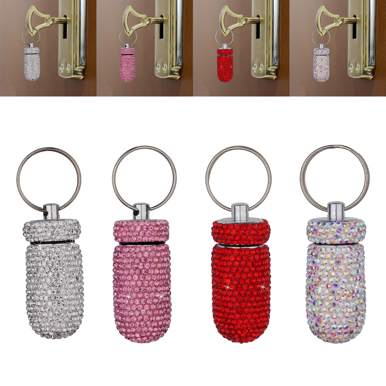 Pill Case Keychain Waterproof Bling Container Dispenser for Camping Hiking White