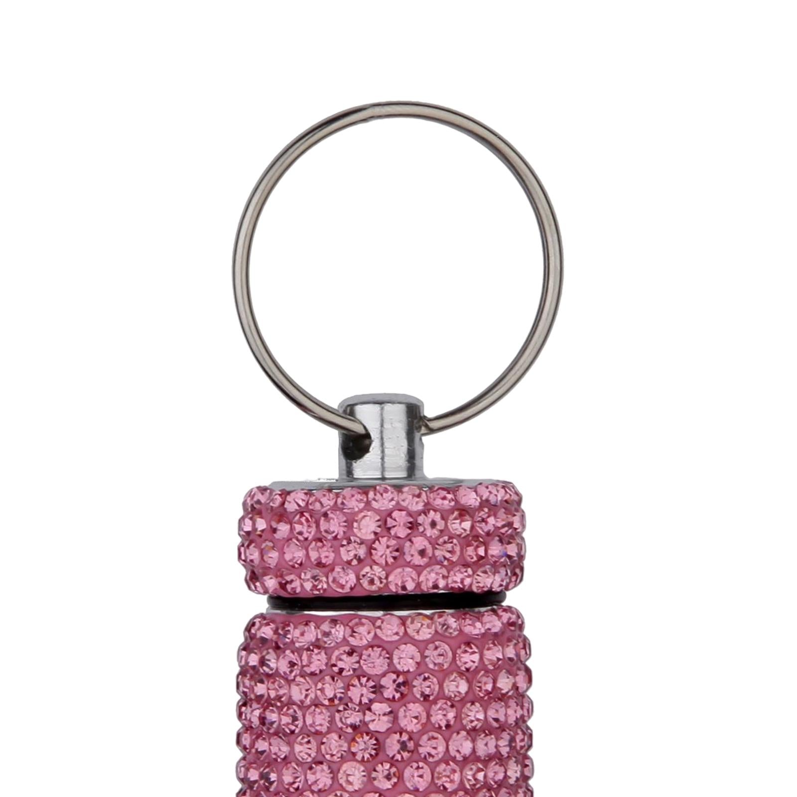 Pill Case Keychain Waterproof Bling Container Dispenser for Camping Hiking Pink