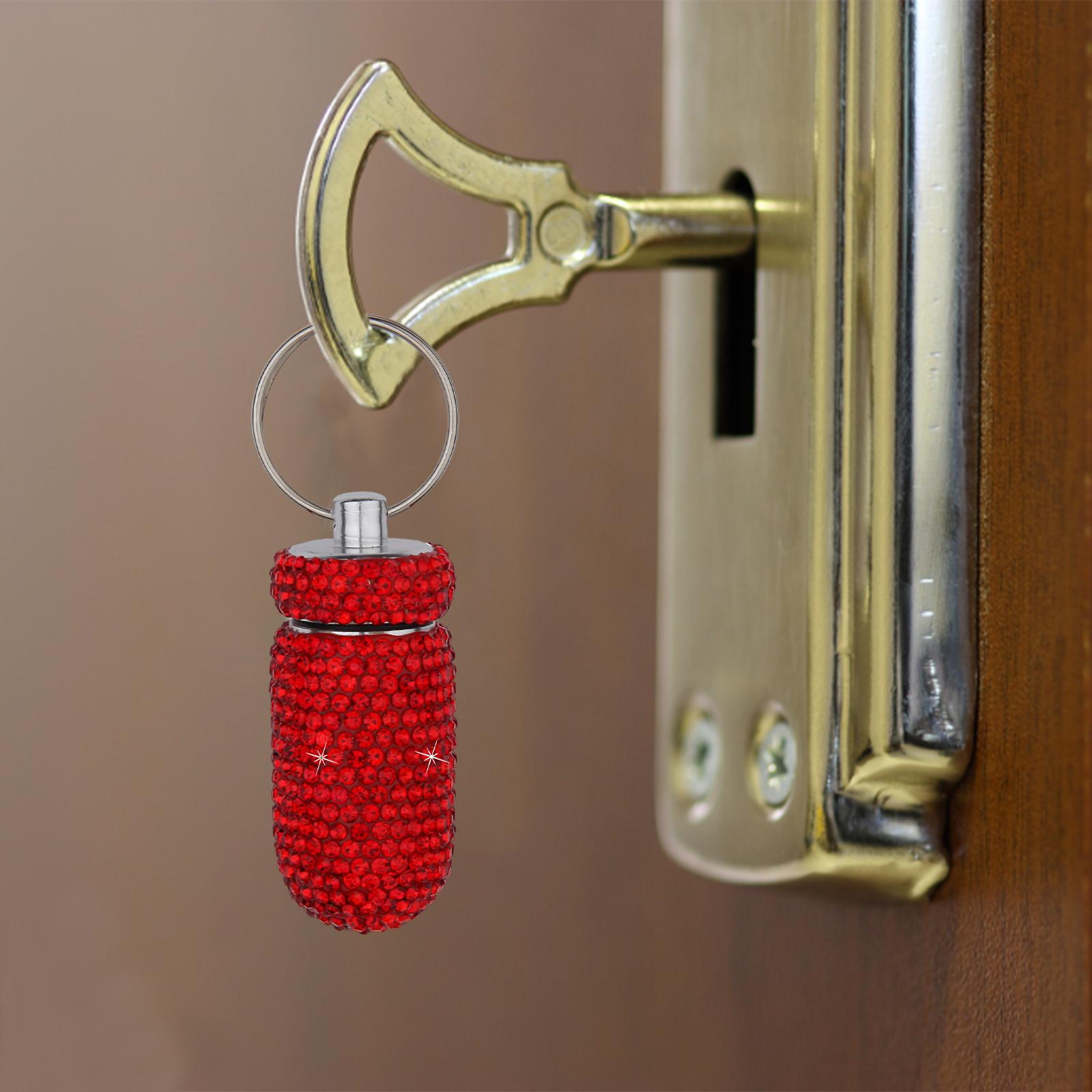 Pill Case Keychain Waterproof Bling Container Dispenser for Camping Hiking Red