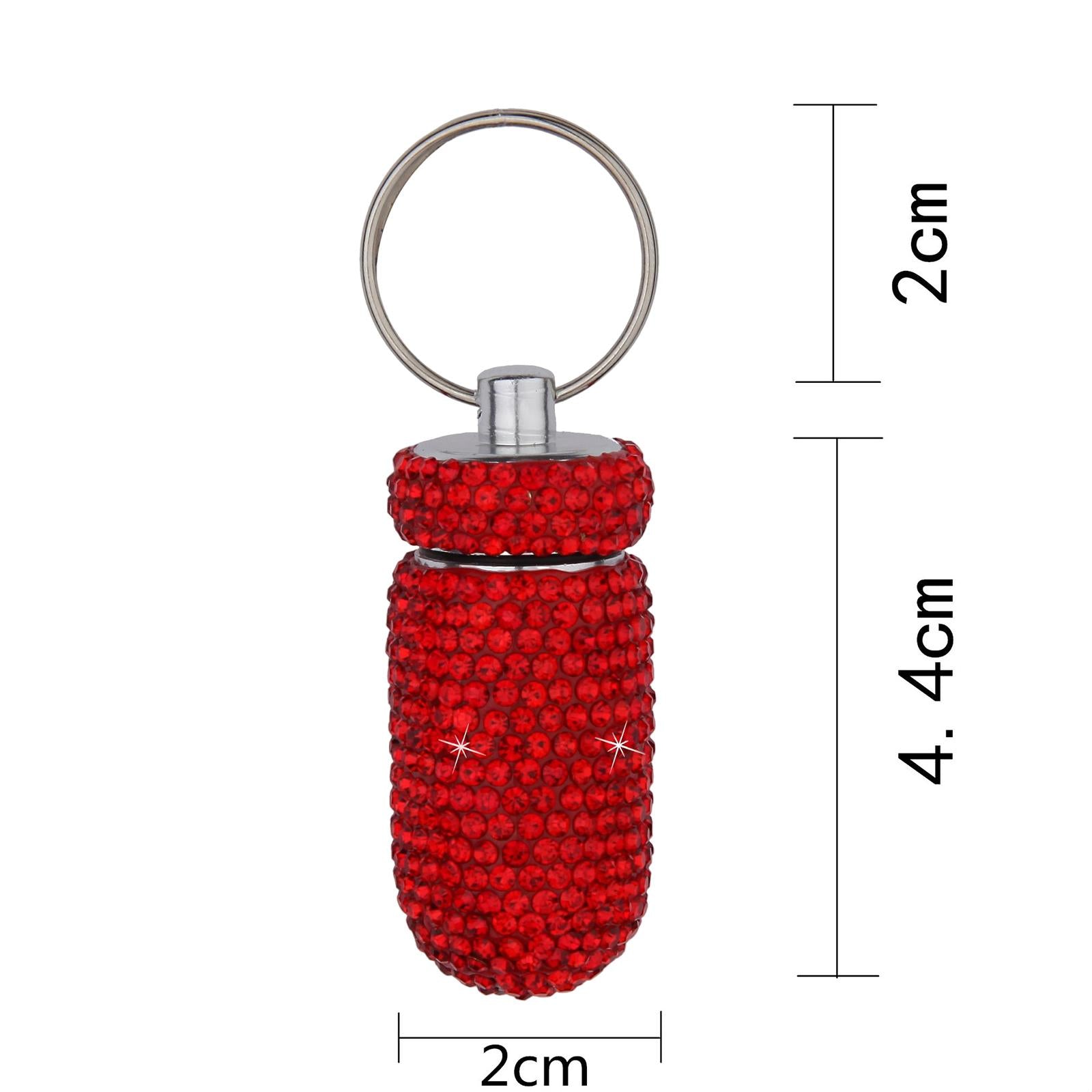 Pill Case Keychain Waterproof Bling Container Dispenser for Camping Hiking Red