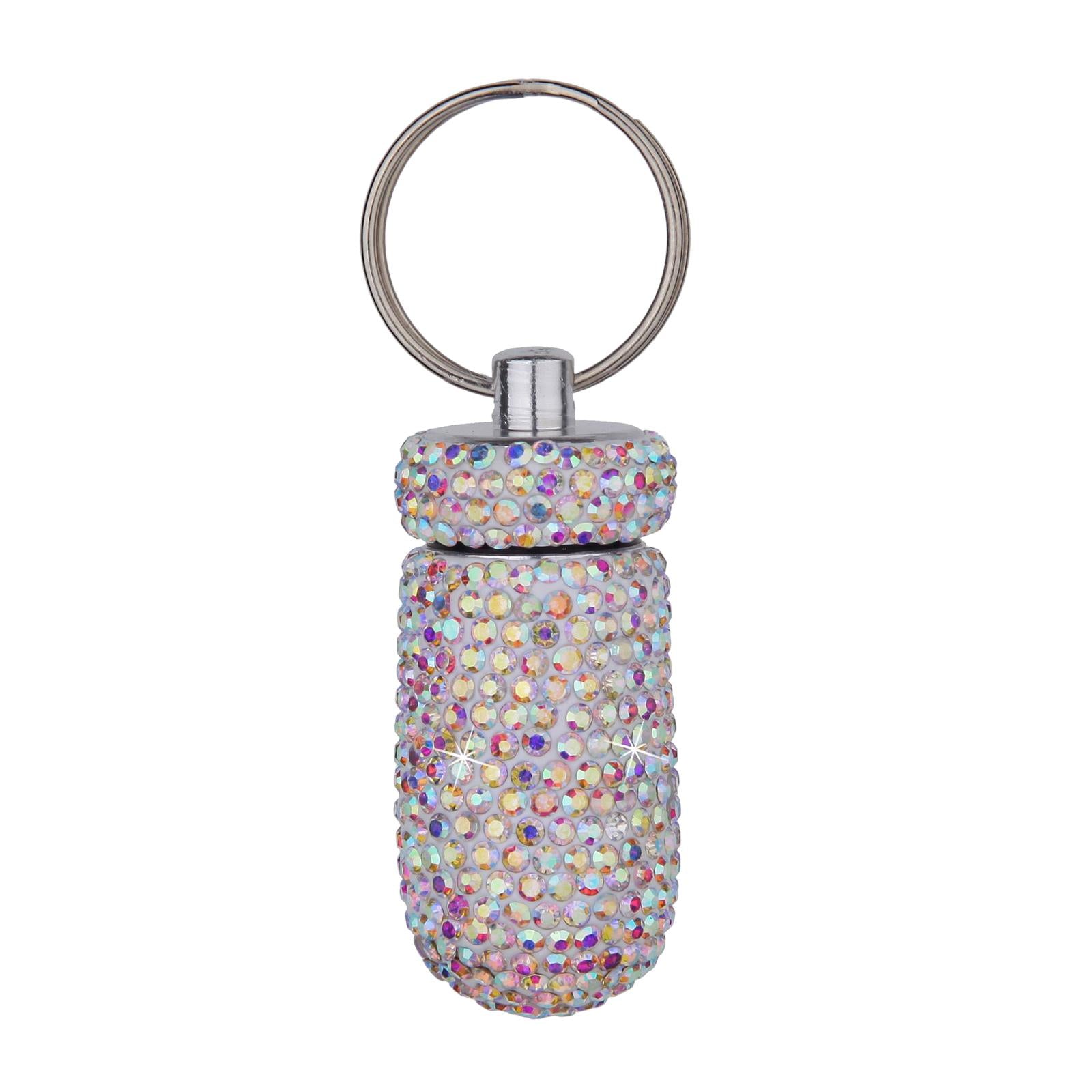 Pill Case Keychain Waterproof Bling Container Dispenser for Camping Hiking Multicolor