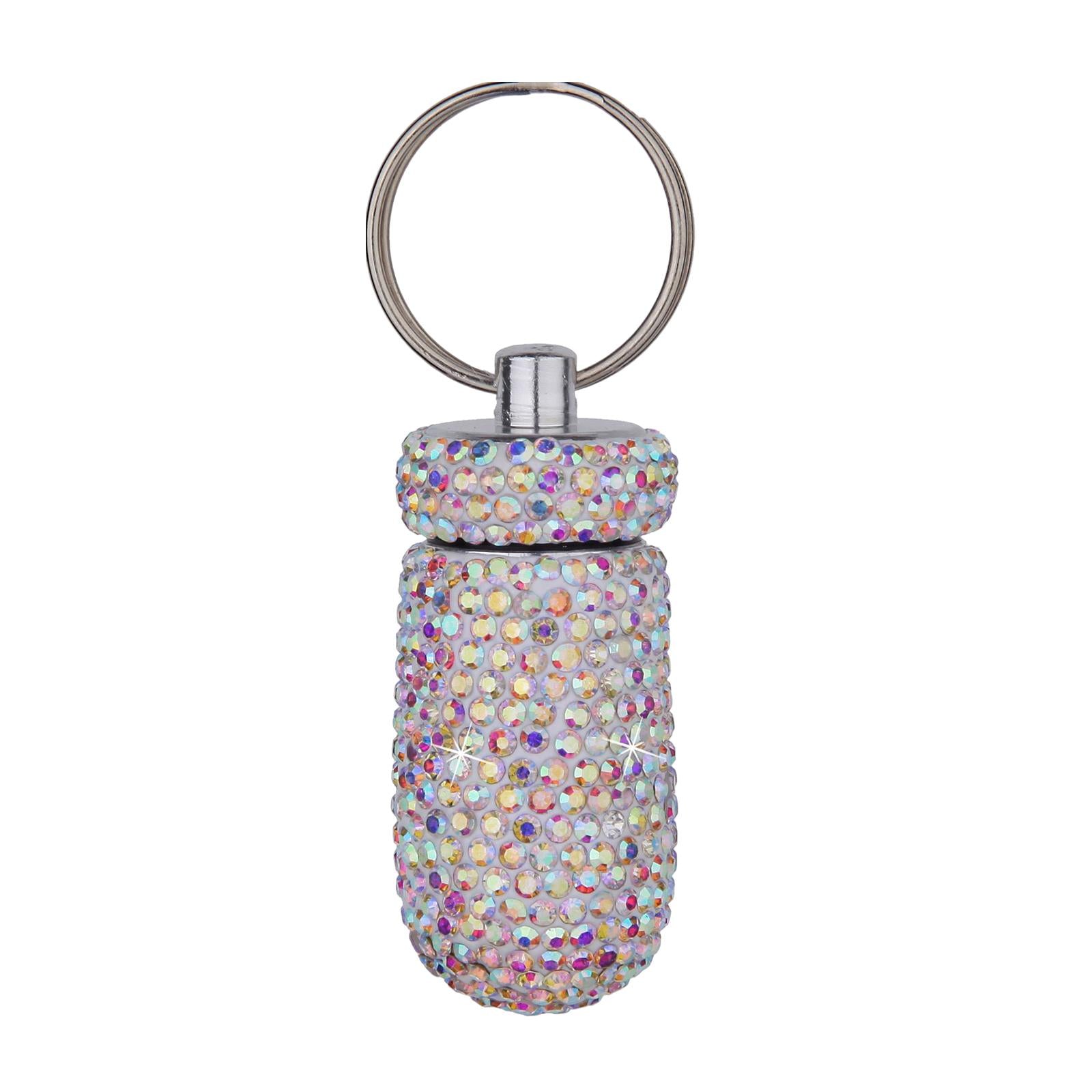 Pill Case Keychain Waterproof Bling Container Dispenser for Camping Hiking Multicolor