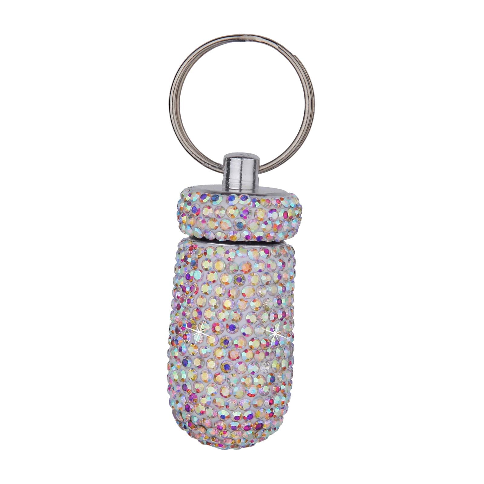 Pill Case Keychain Waterproof Bling Container Dispenser for Camping Hiking Multicolor