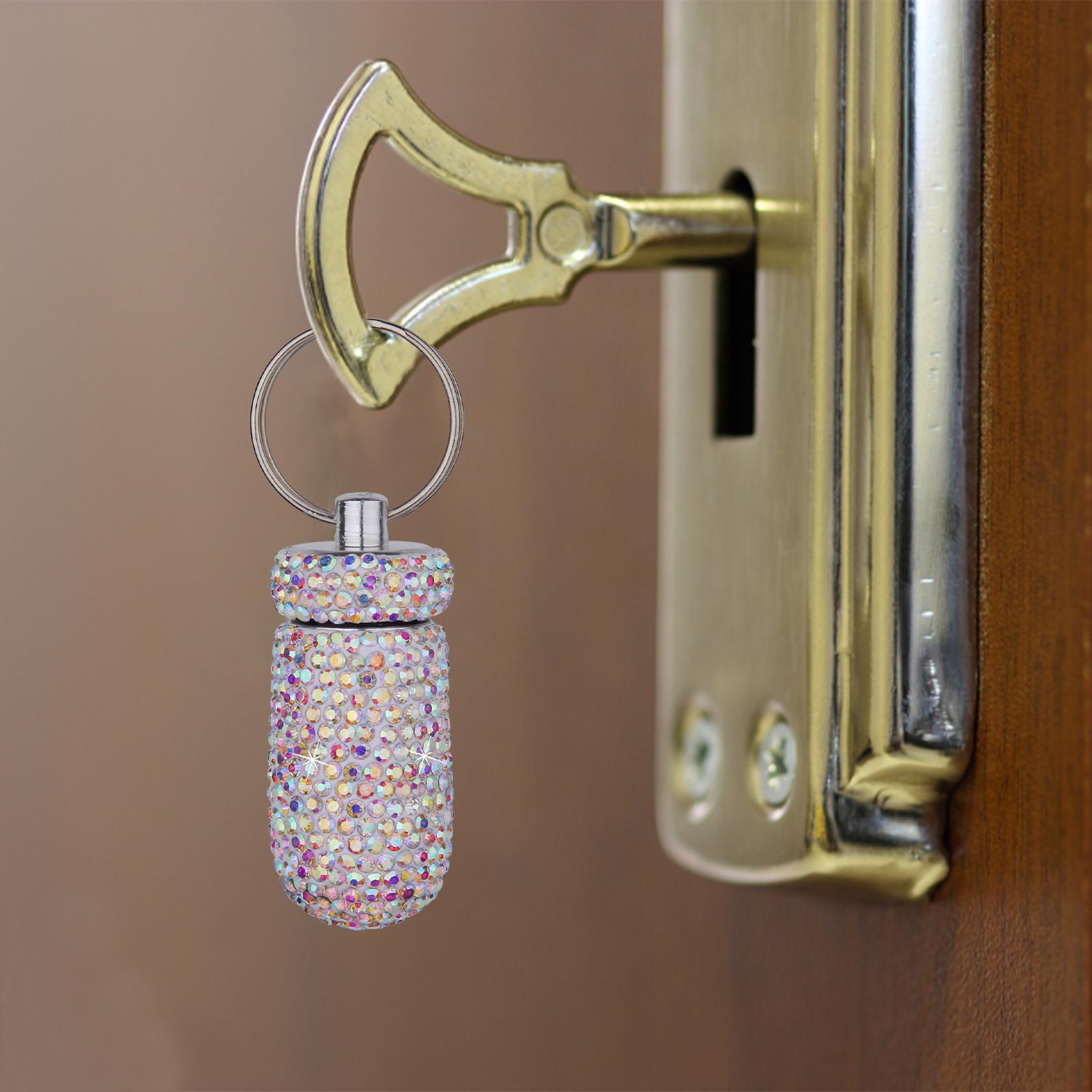 Pill Case Keychain Waterproof Bling Container Dispenser for Camping Hiking Multicolor