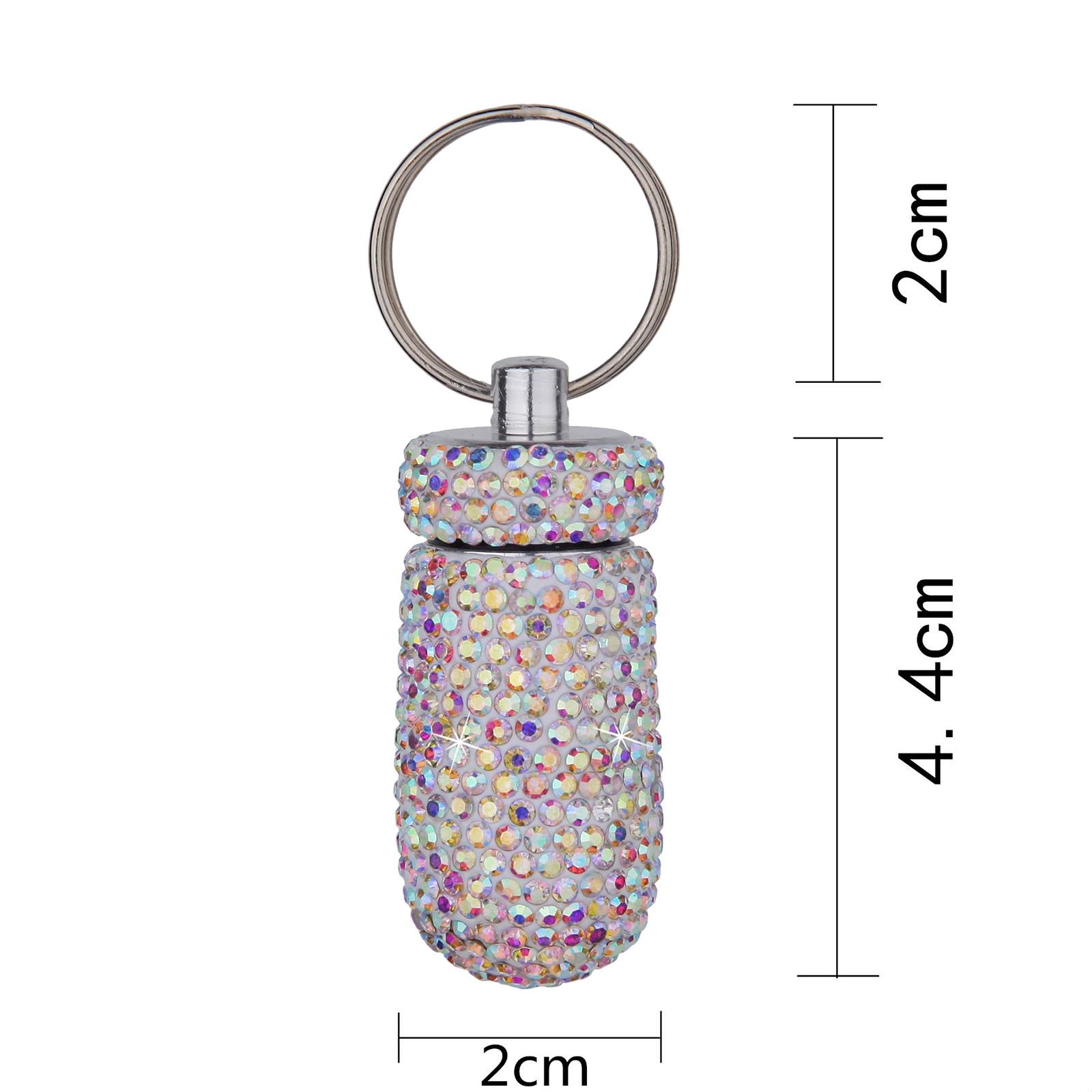 Pill Case Keychain Waterproof Bling Container Dispenser for Camping Hiking Multicolor