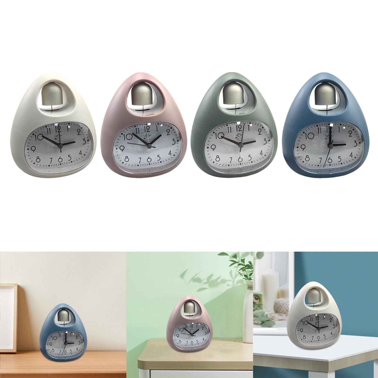 Creative Table Clock Egg Shaped with Nightlight Wake up for Home Decor White