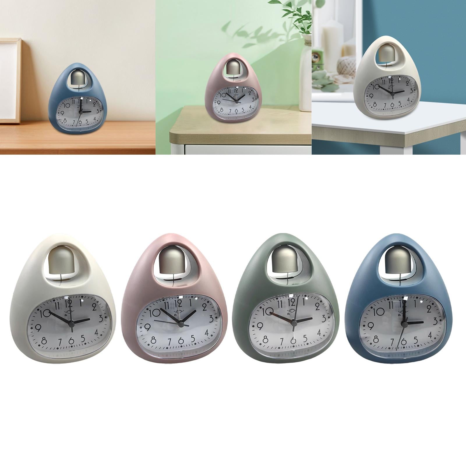 Creative Table Clock Egg Shaped with Nightlight Wake up for Home Decor White