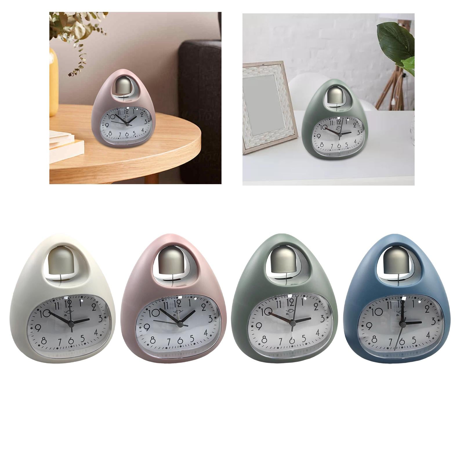 Creative Table Clock Egg Shaped with Nightlight Wake up for Home Decor White